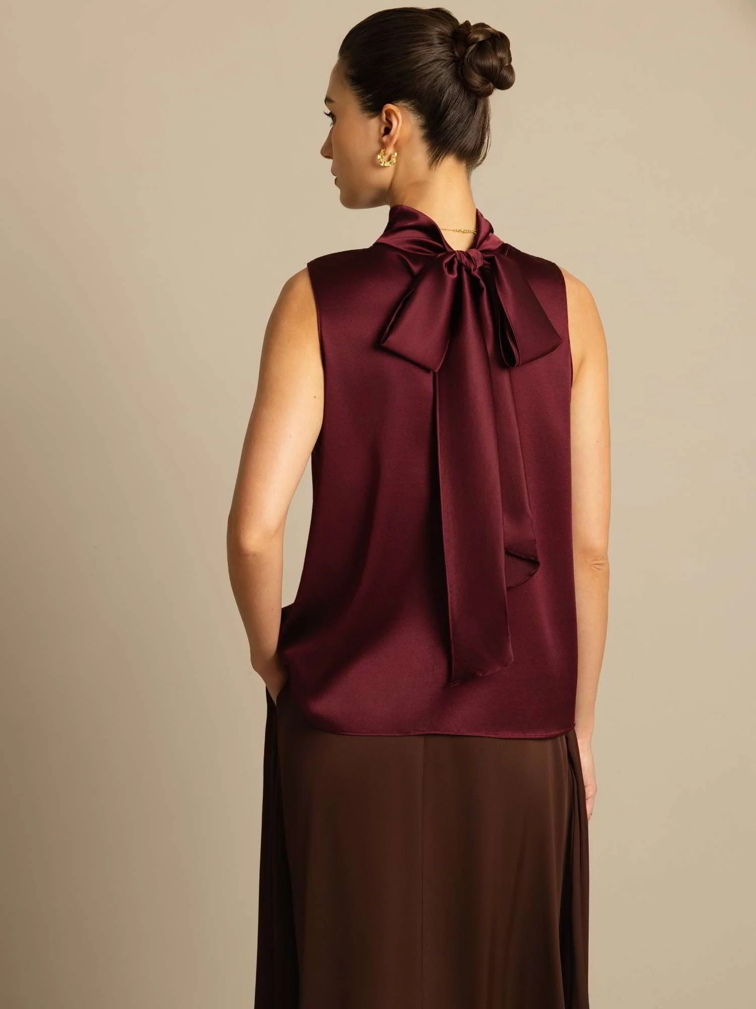 19Momme Soie Nouer Col Chemise - Image 2
