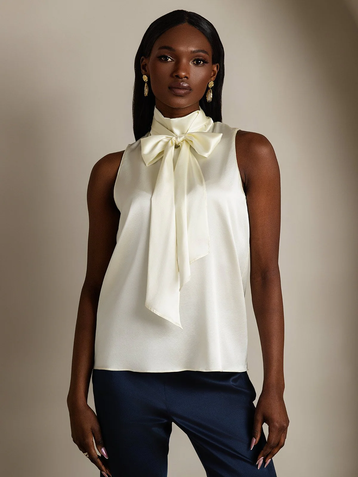 19Momme Soie Nouer Col Chemise - Image 21