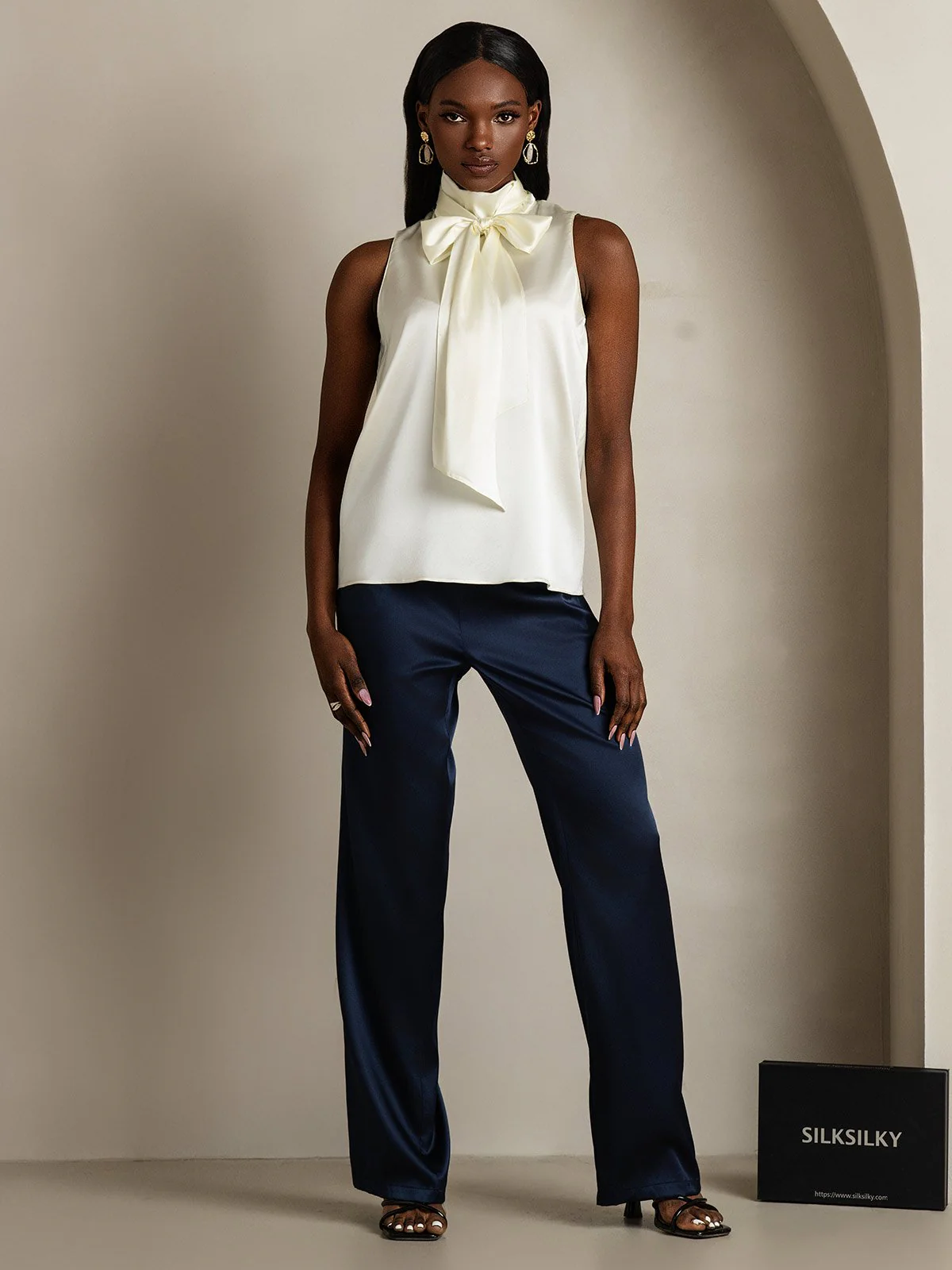 19Momme Soie Nouer Col Chemise - Image 26