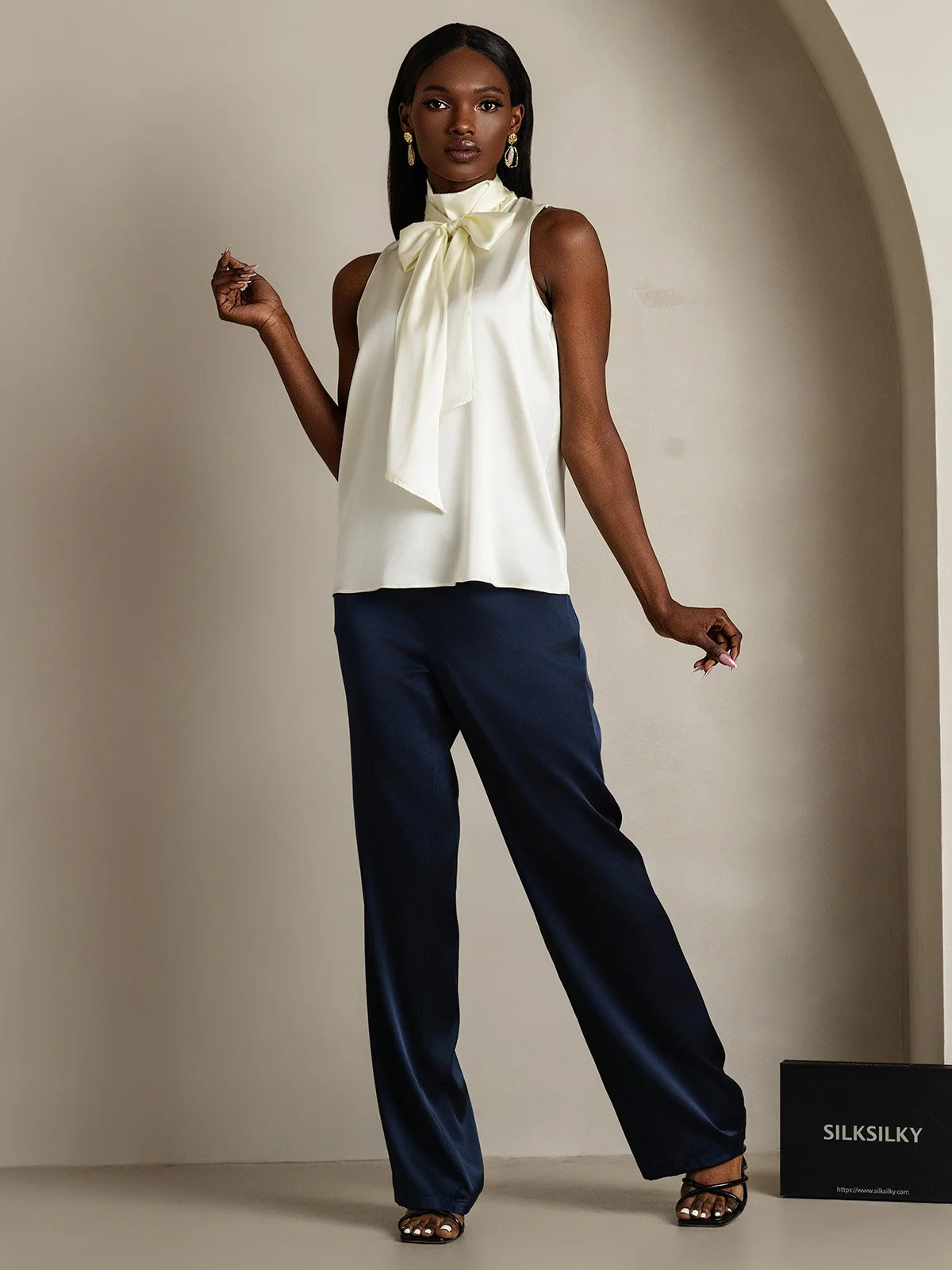 19Momme Soie Nouer Col Chemise - Image 27