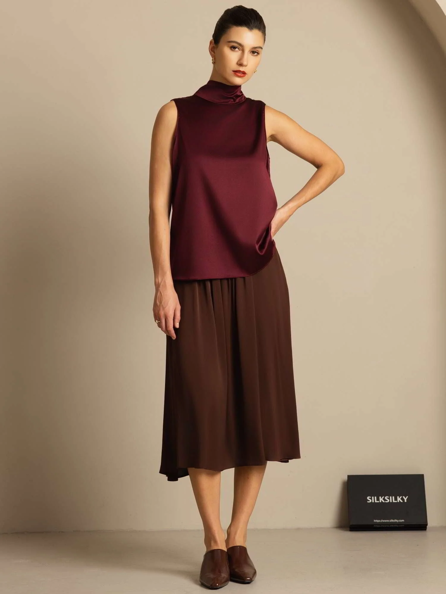 19Momme Soie Nouer Col Chemise - Image 9