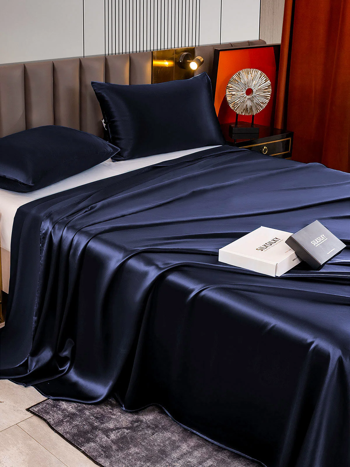 22Momme 3Pcs Set de soie Draps Plat+2x Taies d‘oreiller - Image 10