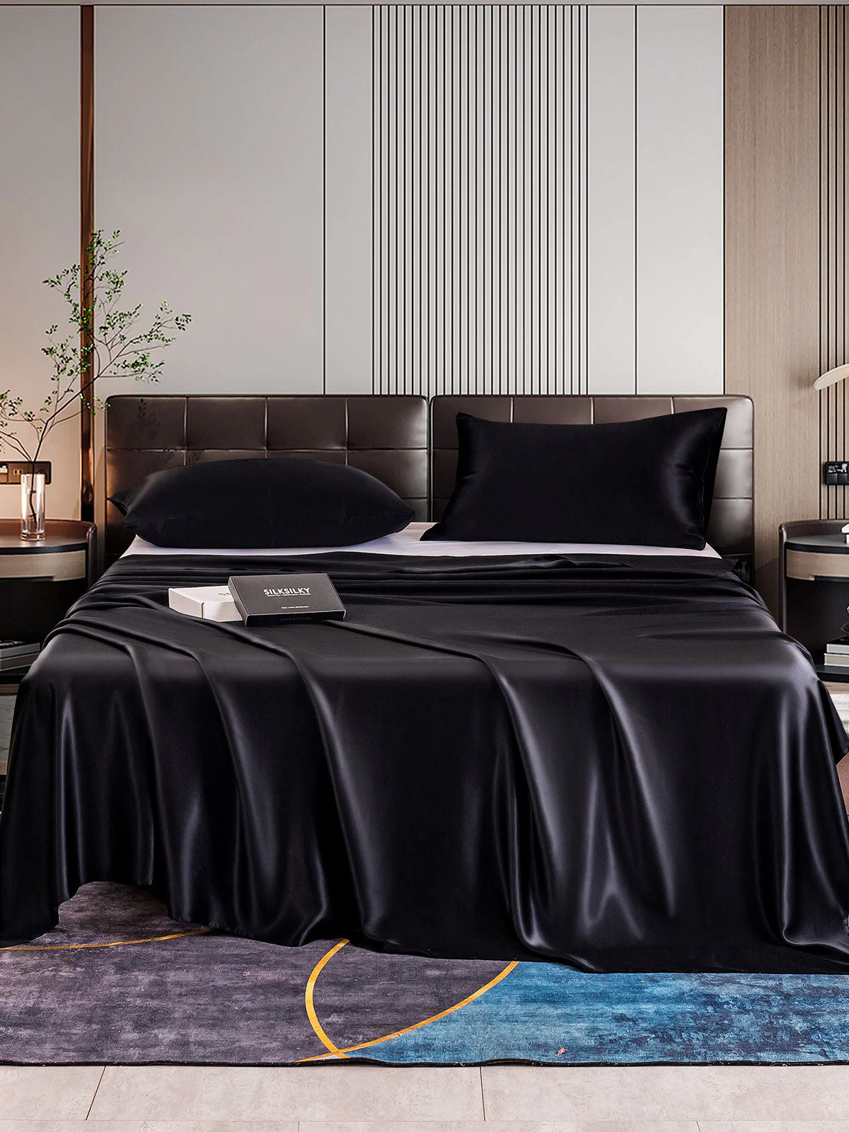 22Momme 3Pcs Set de soie Draps Plat+2x Taies d‘oreiller - Image 27