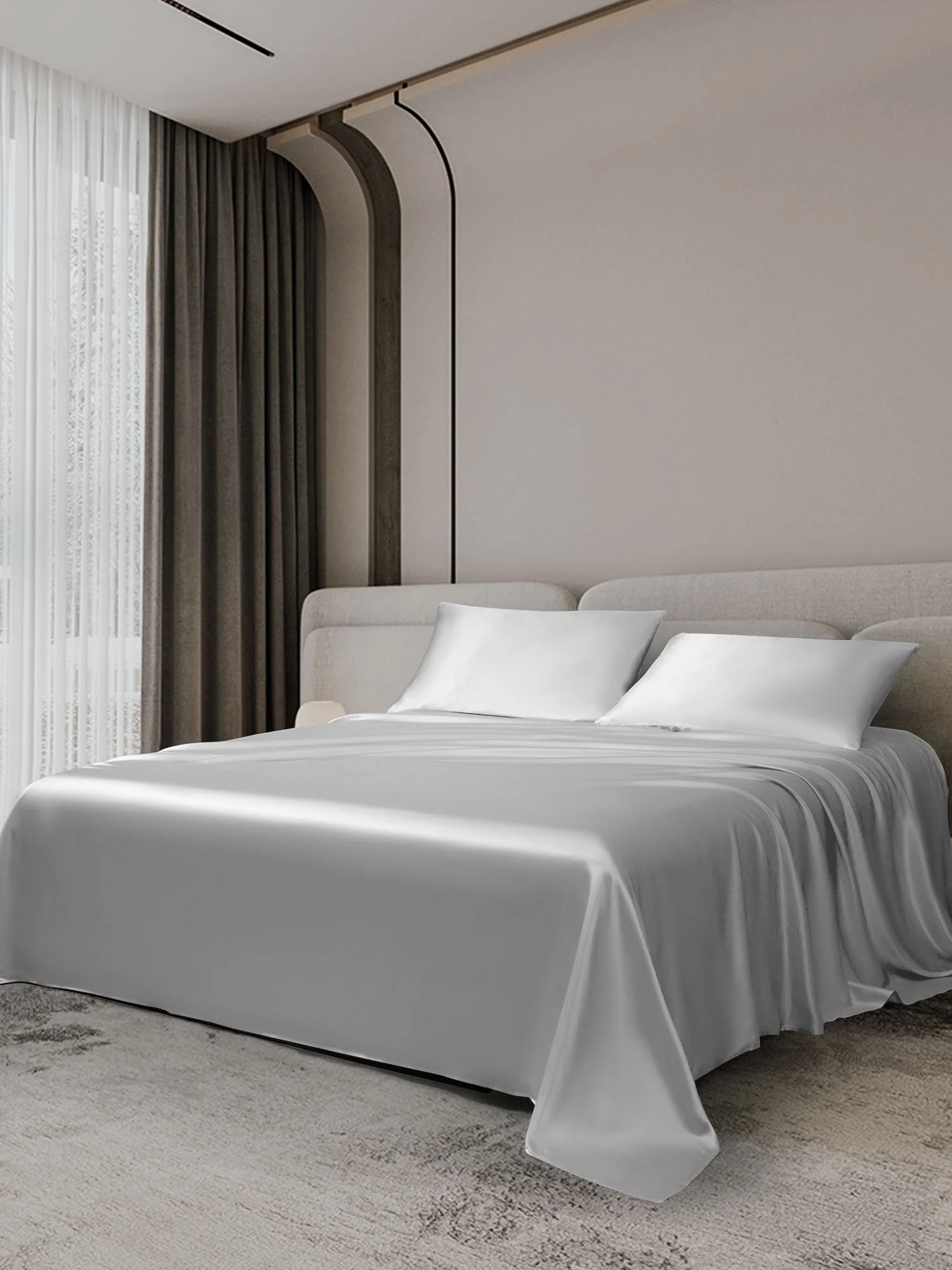 22Momme 3Pcs Set de soie Draps Plat+2x Taies d‘oreiller - Image 43