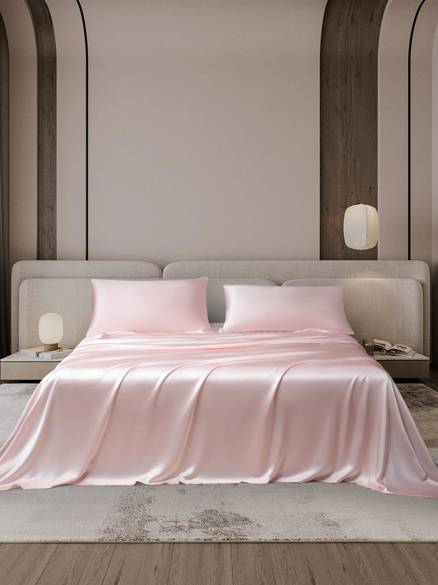 22Momme 3Pcs Set de soie Draps Plat+2x Taies d‘oreiller - Image 47