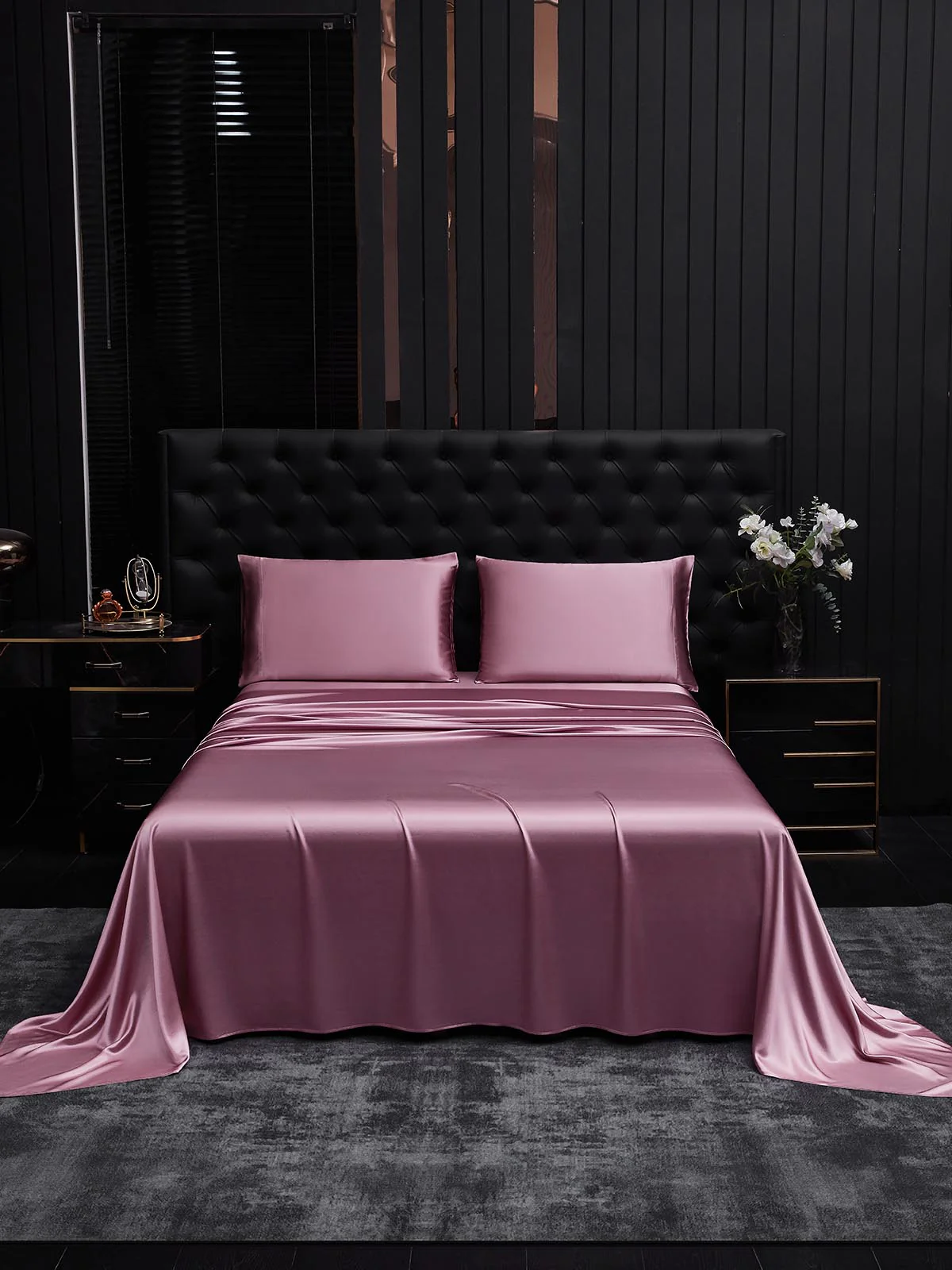 22Momme 3Pcs Set de soie Draps Plat+2x Taies d‘oreiller - Image 63