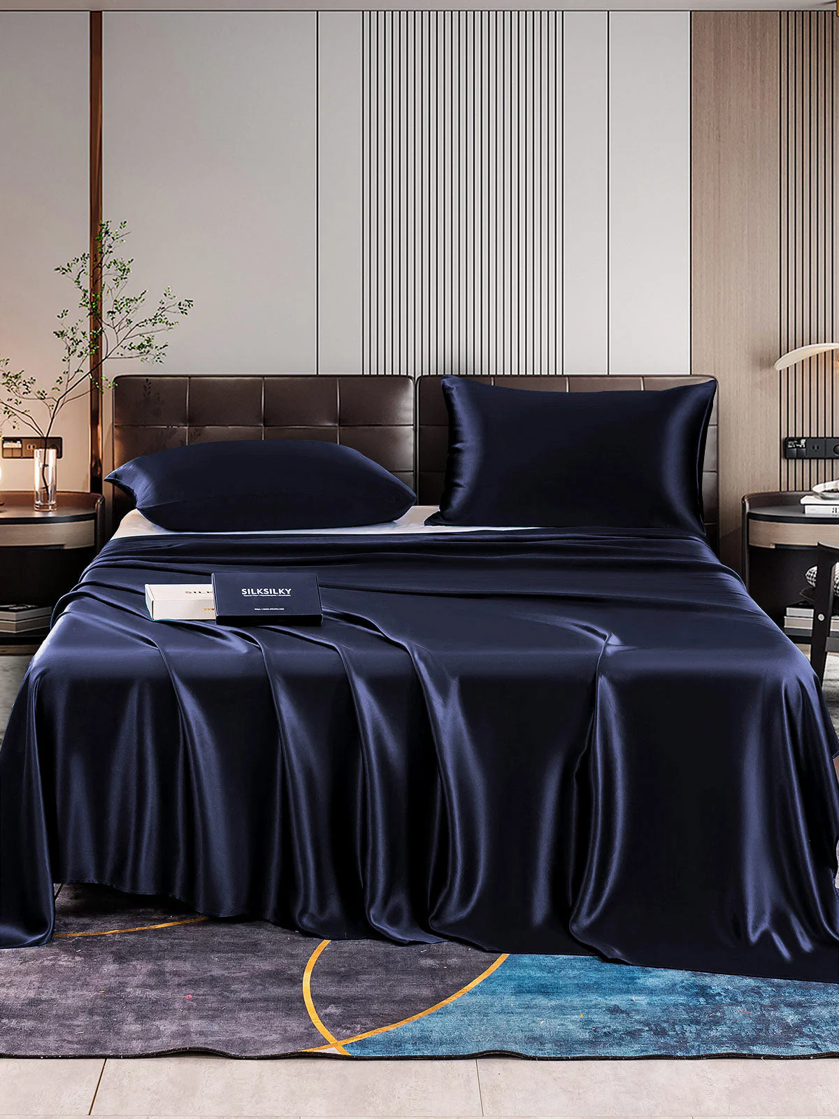 22Momme 3Pcs Set de soie Draps Plat+2x Taies d‘oreiller - Image 7