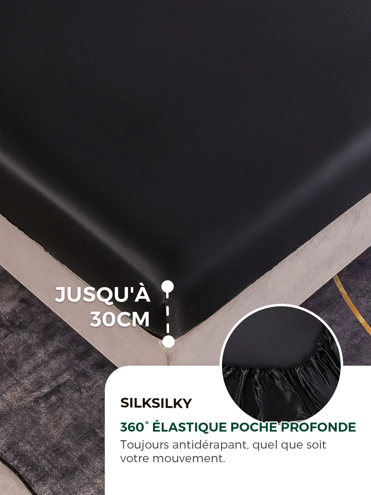 22Momme 3 pièces soie 1x drap housse+2x taies d‘oreiller - Image 16