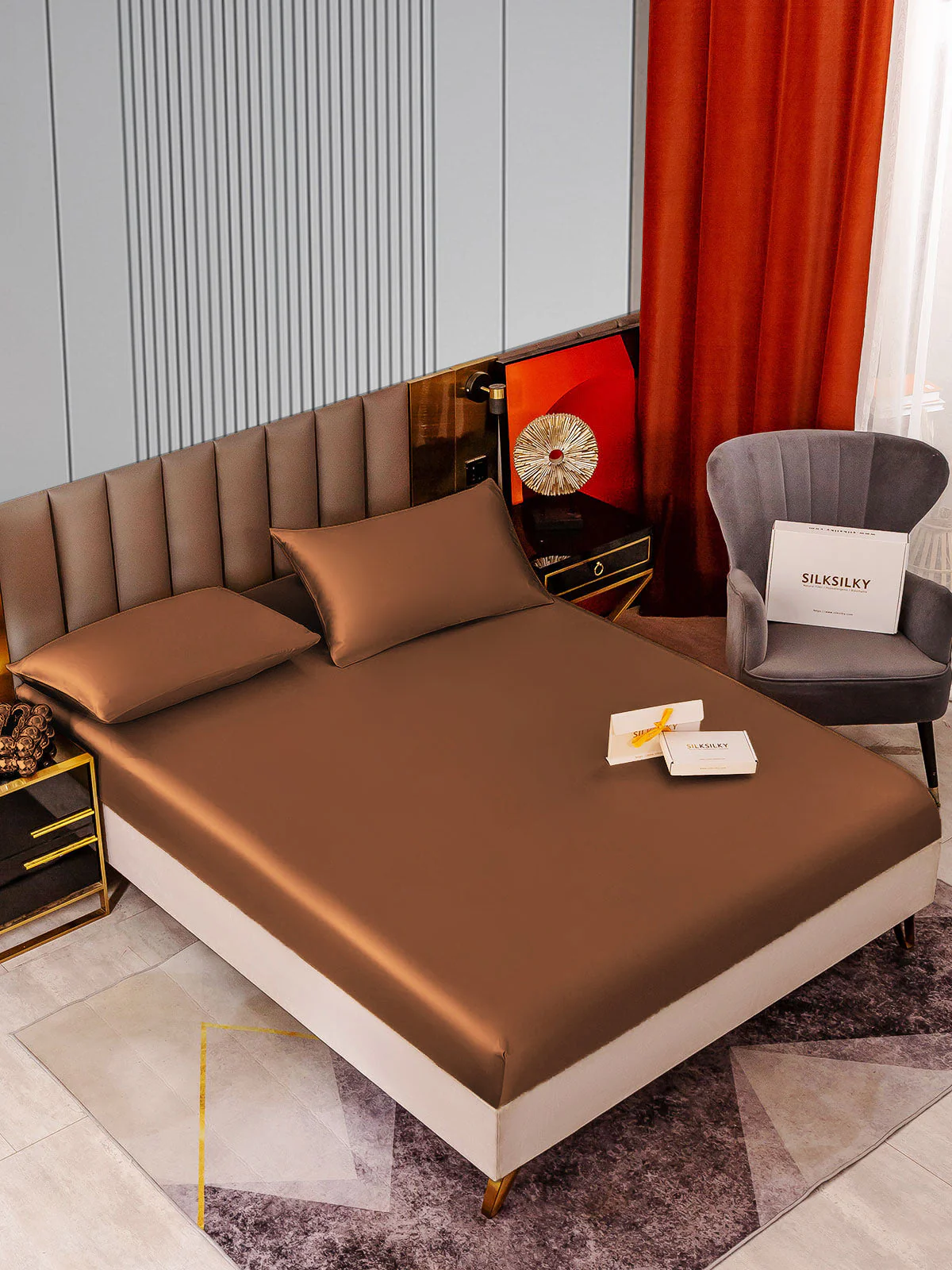 22Momme 3 pièces soie 1x drap housse+2x taies d‘oreiller - Image 44