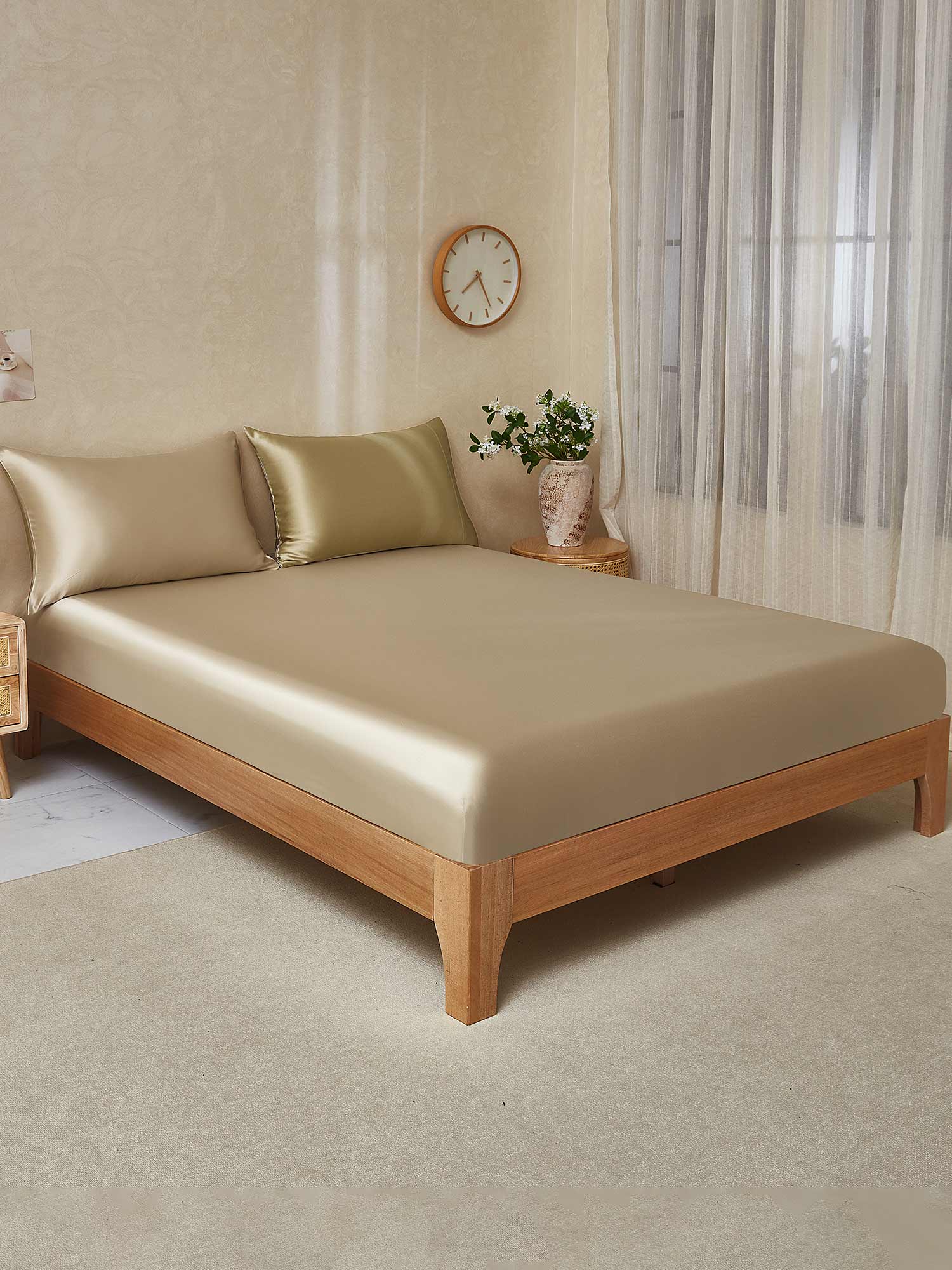 22Momme 3 pièces soie 1x drap housse+2x taies d‘oreiller - Image 57