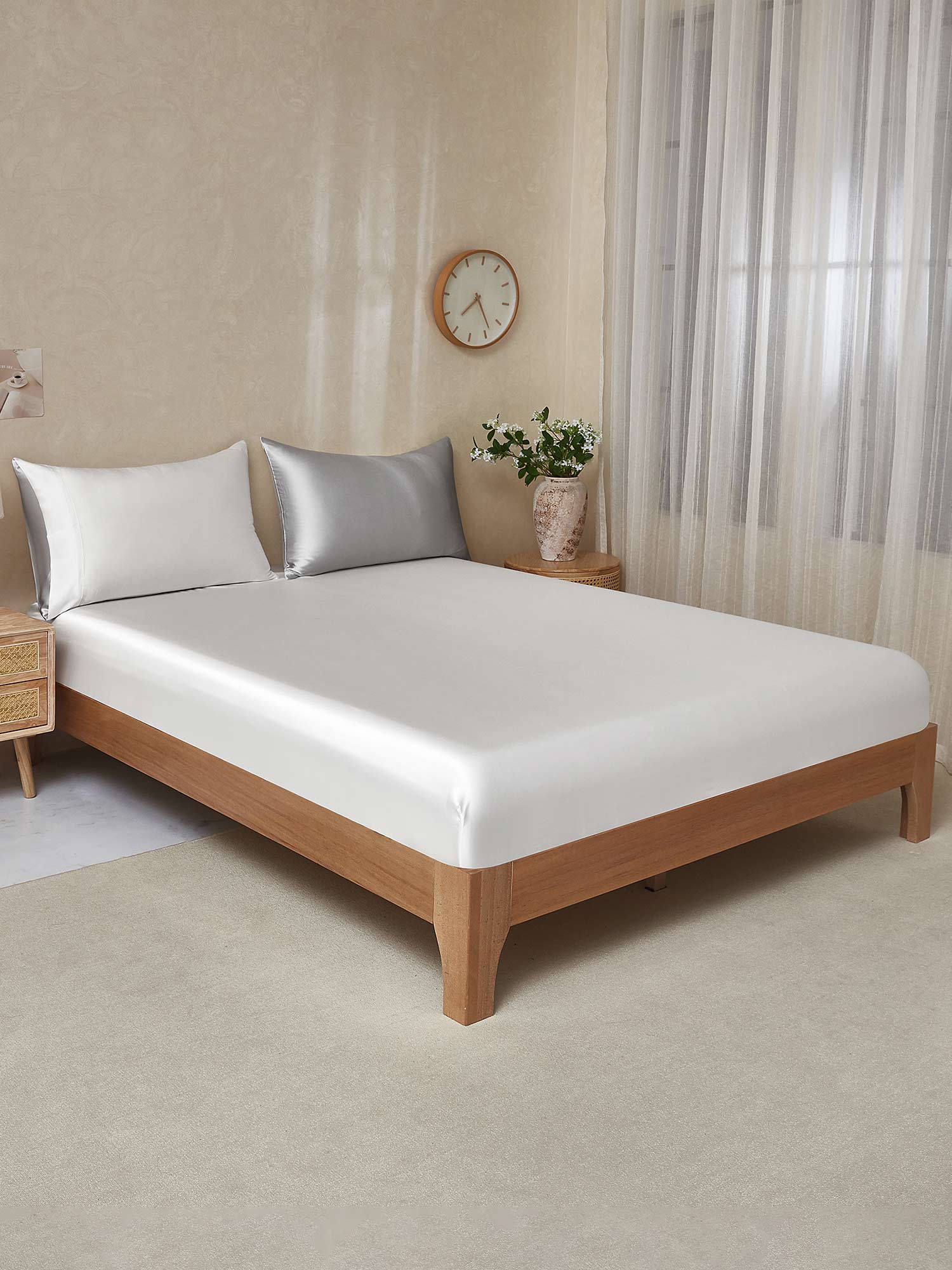 22Momme 3 pièces soie 1x drap housse+2x taies d‘oreiller - Image 61