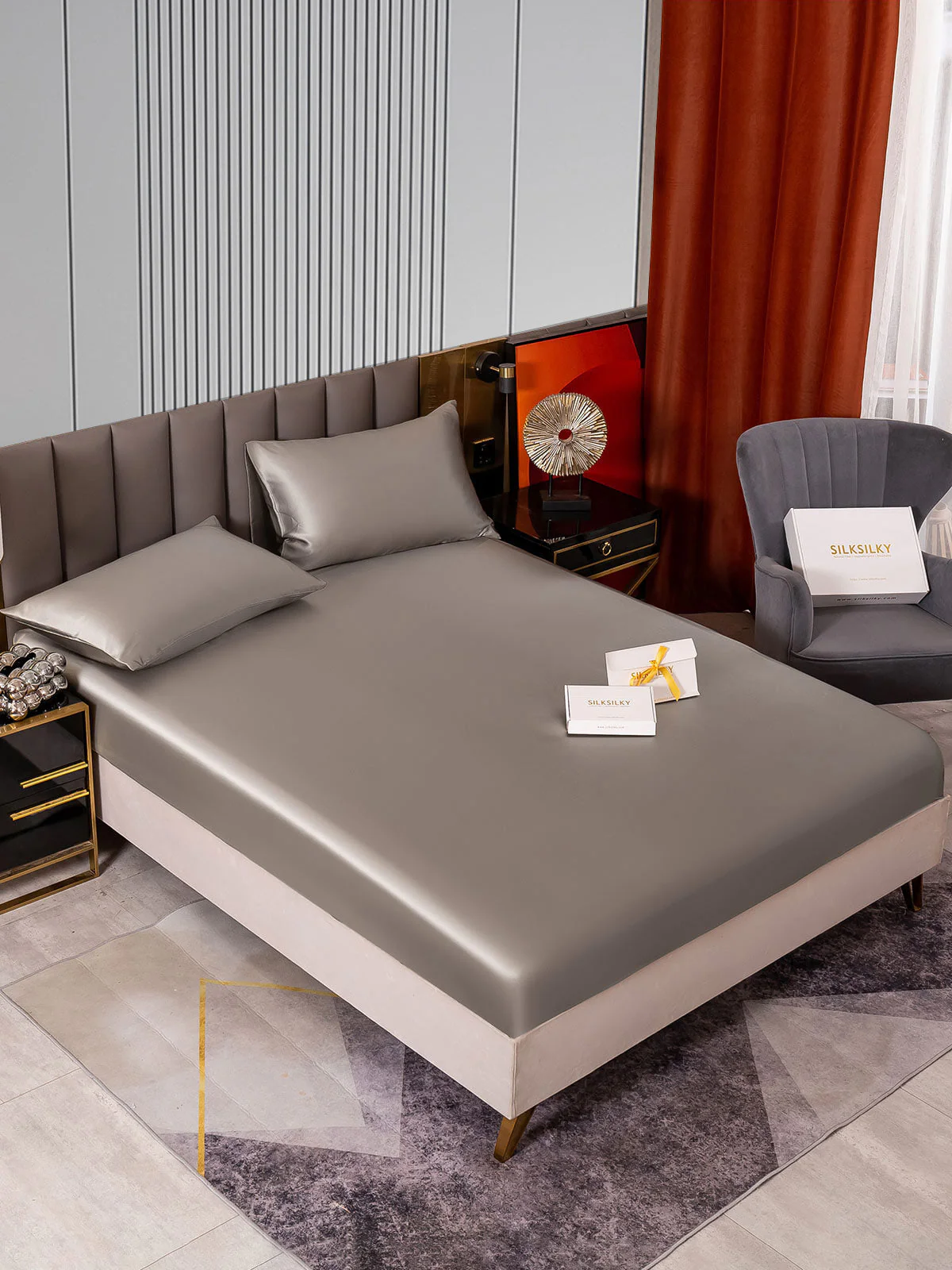 22Momme 3 pièces soie 1x drap housse+2x taies d‘oreiller - Image 76
