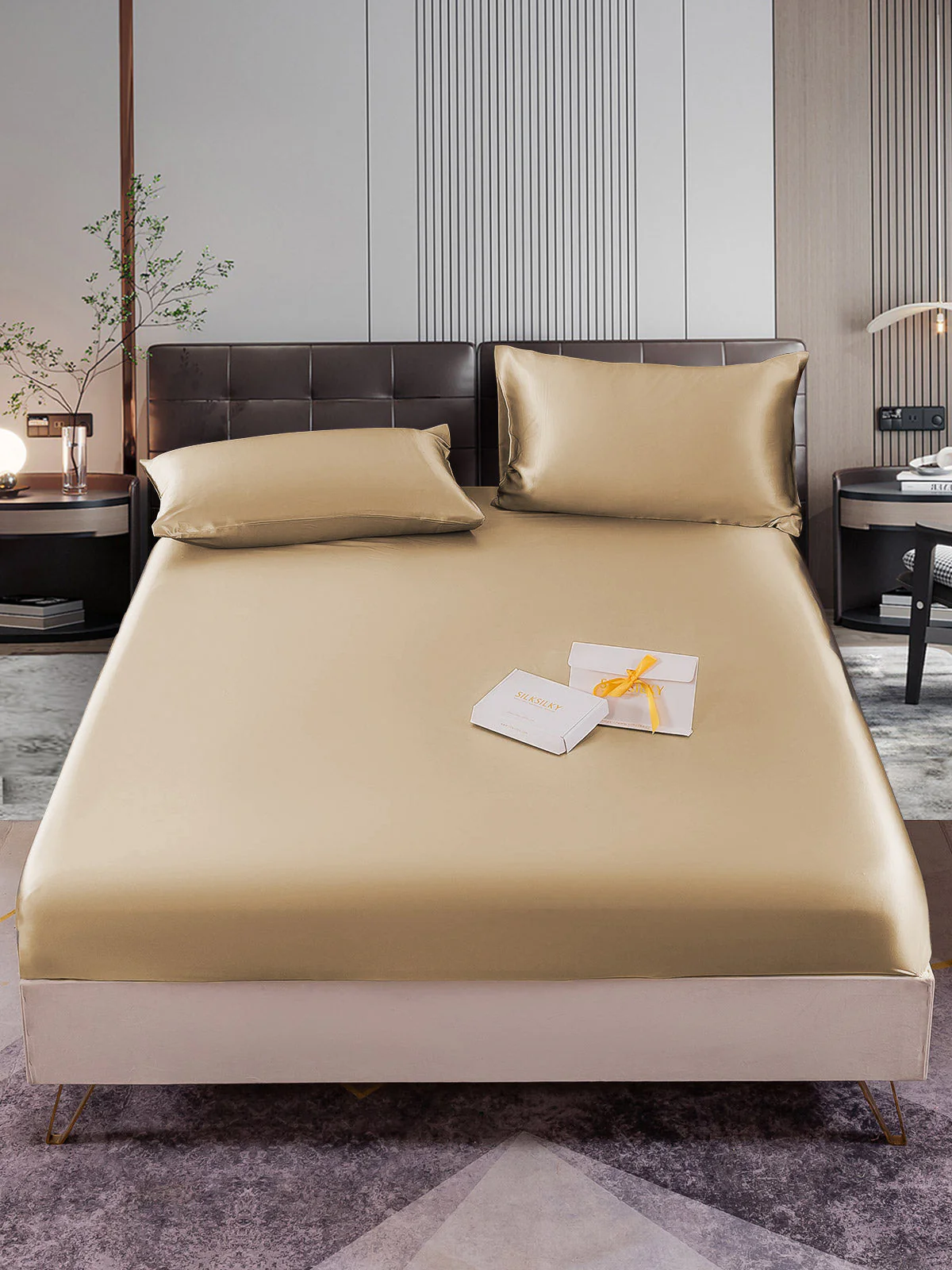 22Momme 3 pièces soie 1x drap housse+2x taies d‘oreiller - Image 81