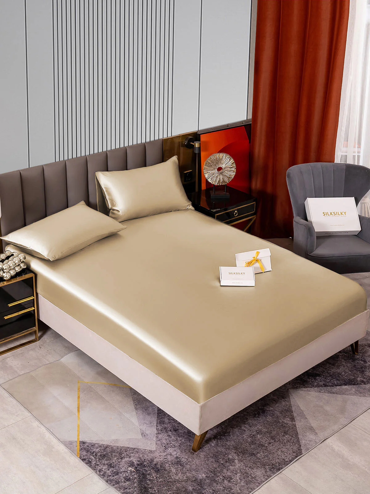 22Momme 3 pièces soie 1x drap housse+2x taies d‘oreiller - Image 82