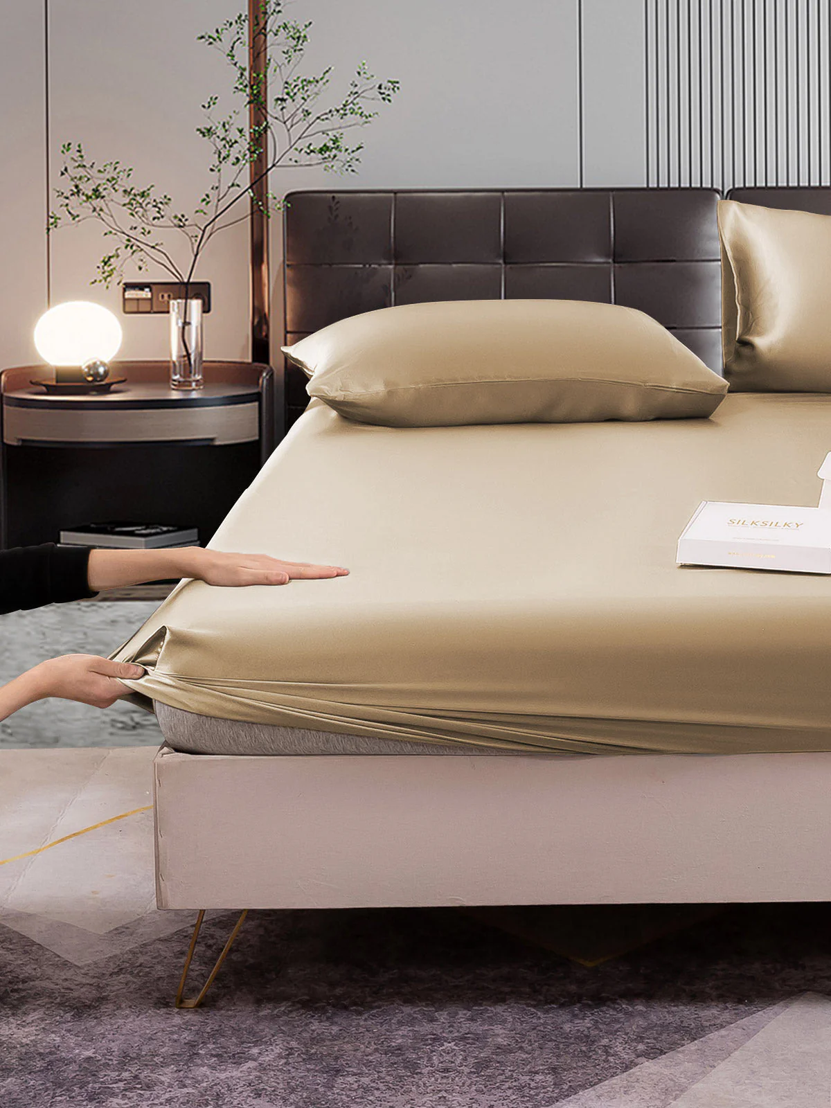22Momme 3 pièces soie 1x drap housse+2x taies d‘oreiller - Image 86