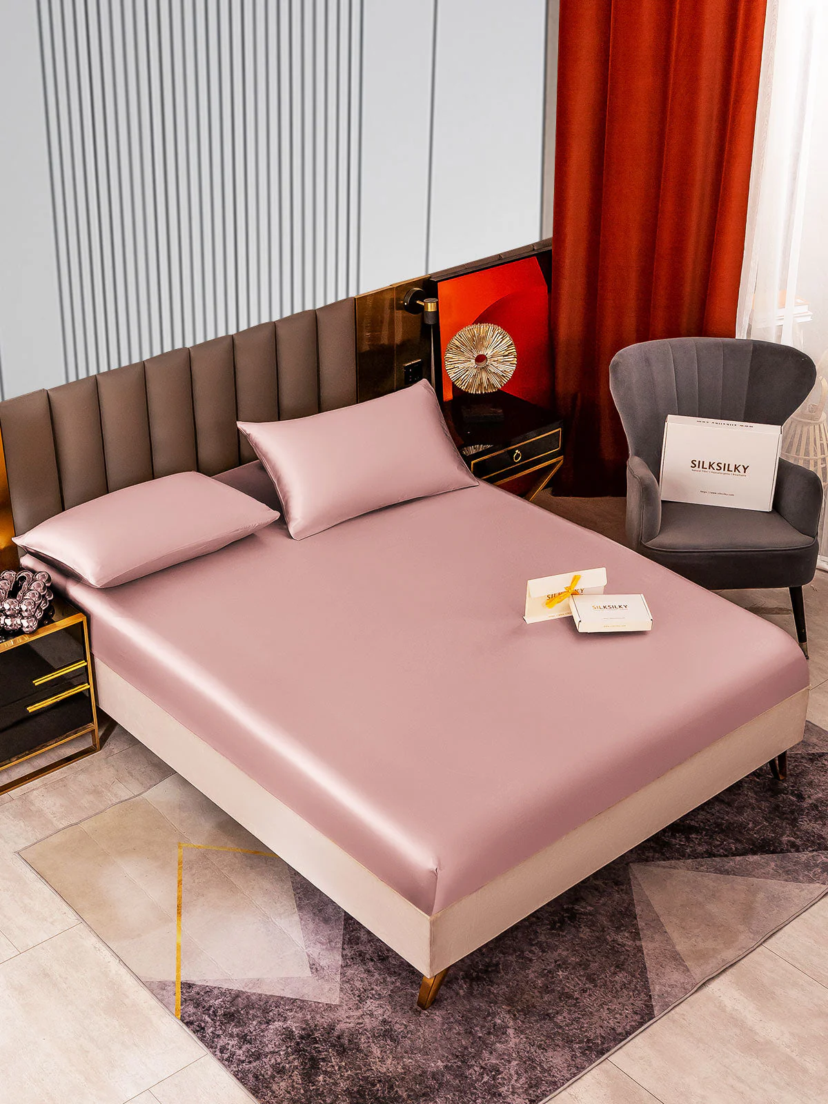 22Momme 3 pièces soie 1x drap housse+2x taies d‘oreiller - Image 88