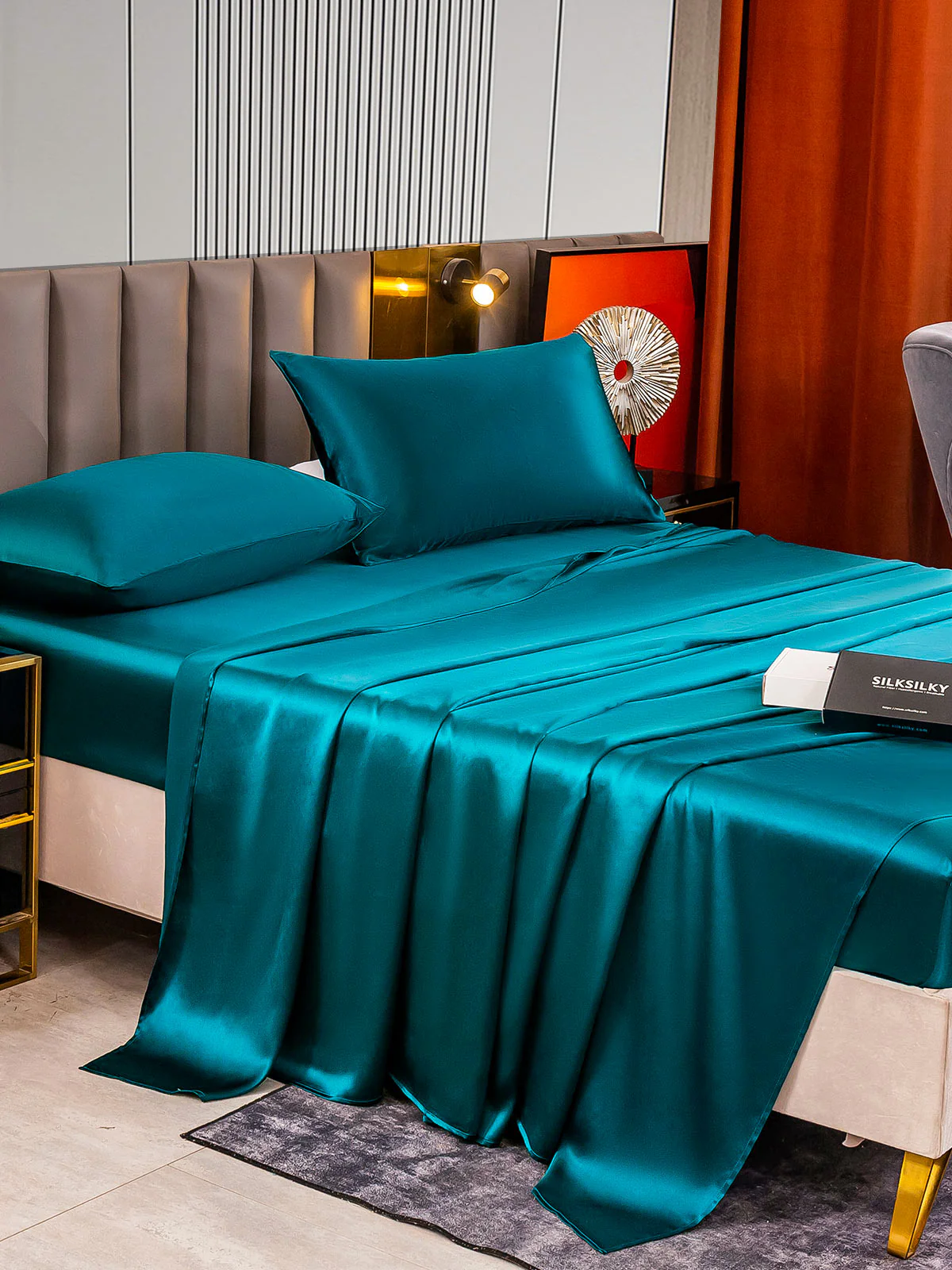 22Momme 4pièces soie 1x Drap Housse+1x Draps Plat+2x taies d‘oreiller - Image 24