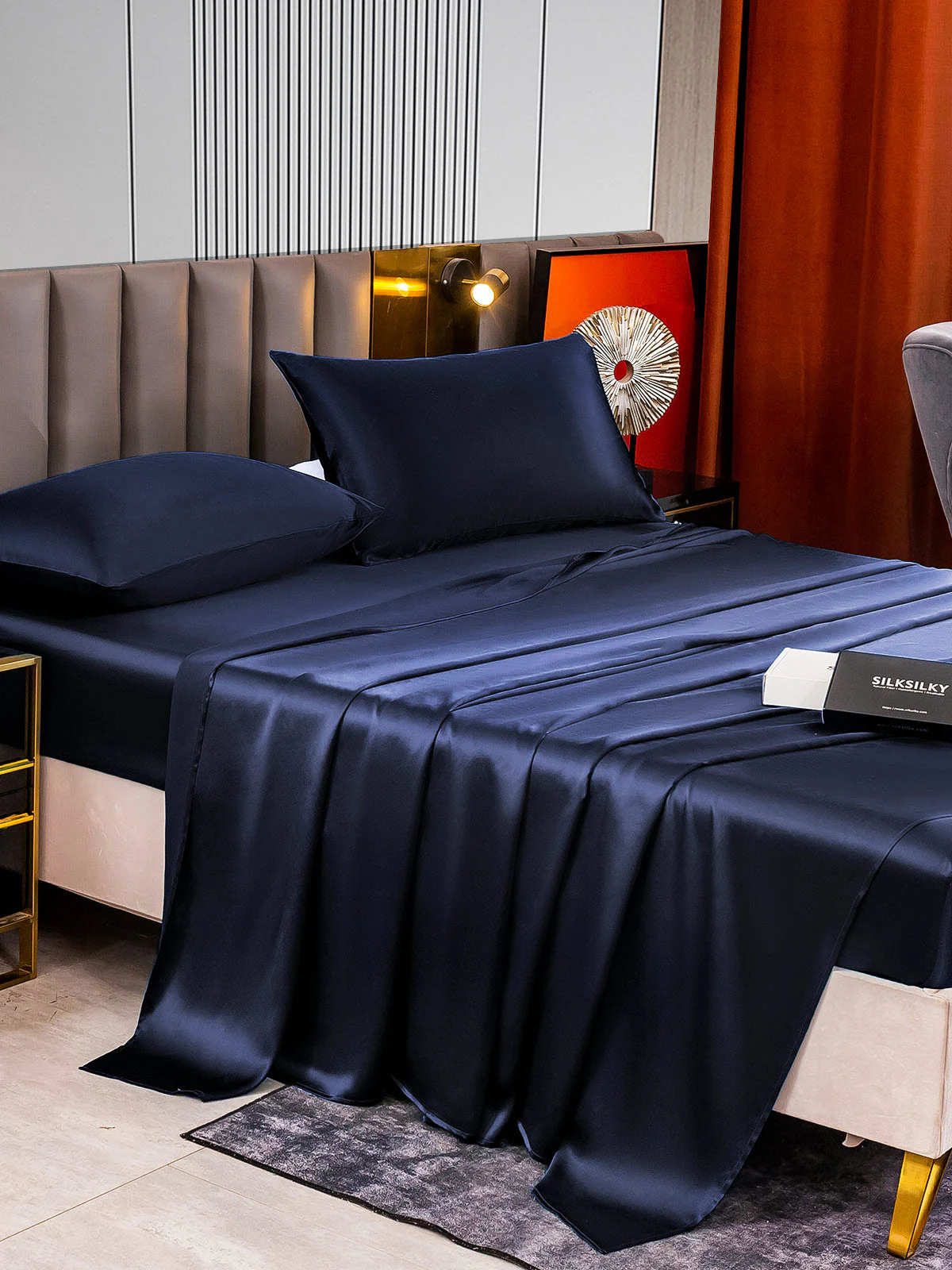 22Momme 4pièces soie 1x Drap Housse+1x Draps Plat+2x taies d‘oreiller - Image 36