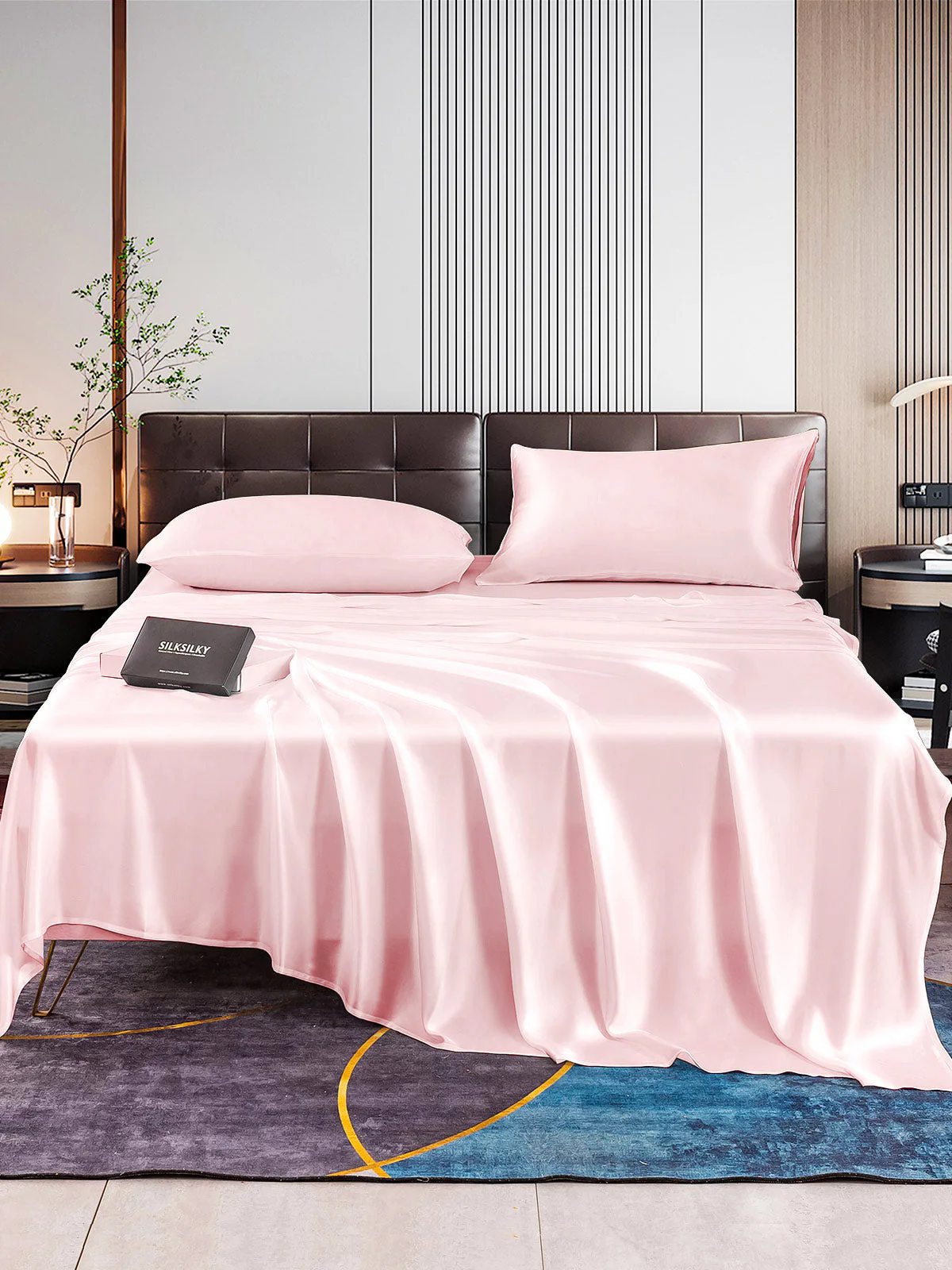 22Momme 4pièces soie 1x Drap Housse+1x Draps Plat+2x taies d‘oreiller - Image 52