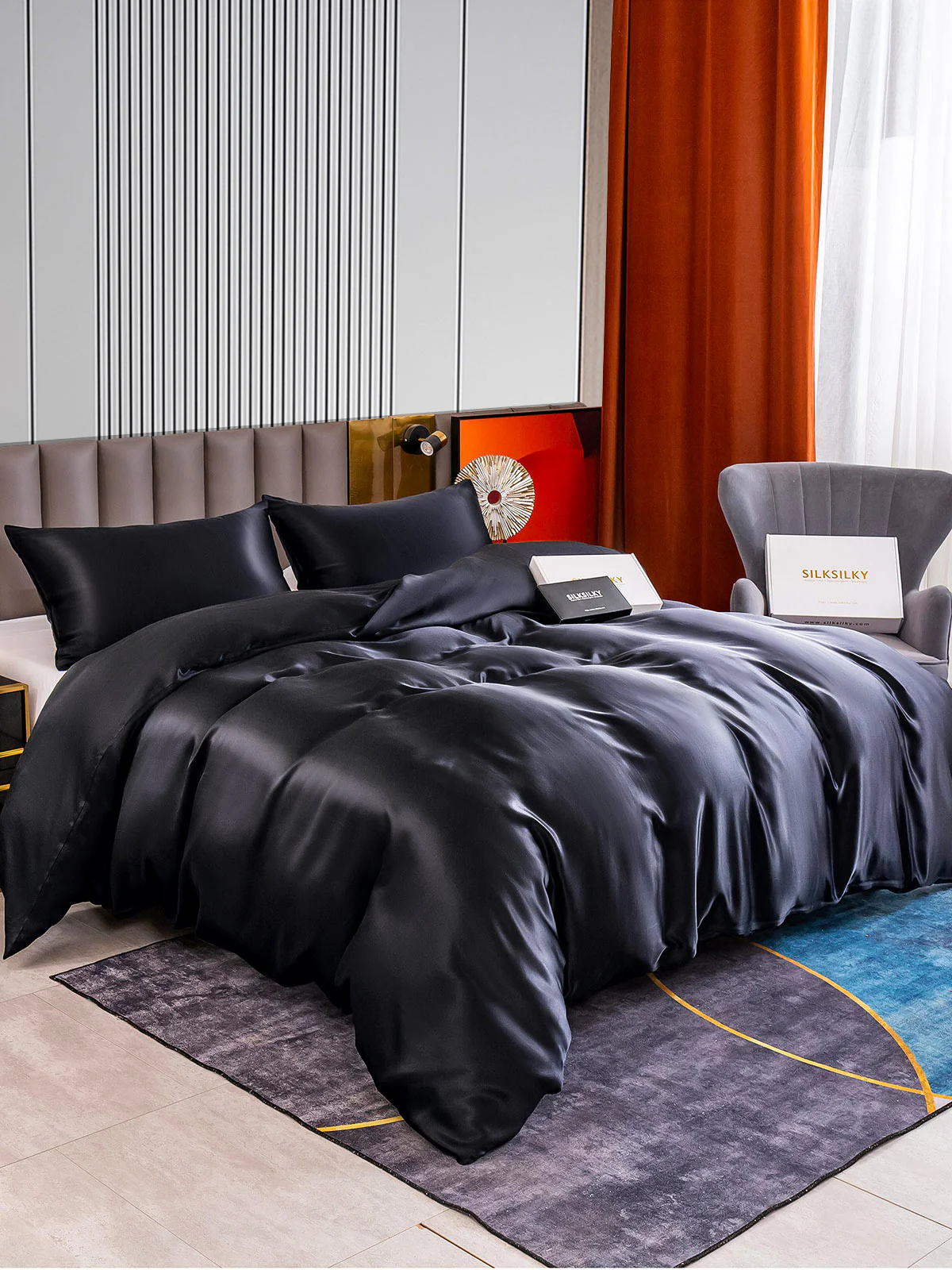 22MM Soie Parure De Lit 3 Pièces 1x Housse de Couette et 2x Taies d‘Oreiller - Image 12
