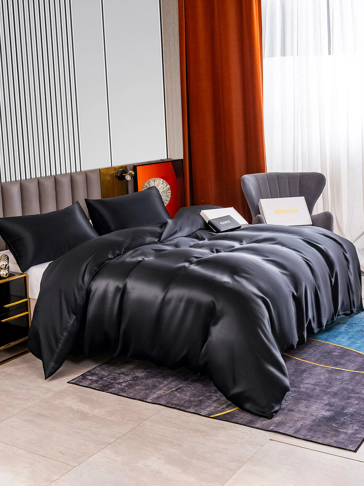 22MM Soie Parure De Lit 3 Pièces 1x Housse de Couette et 2x Taies d‘Oreiller - Image 14