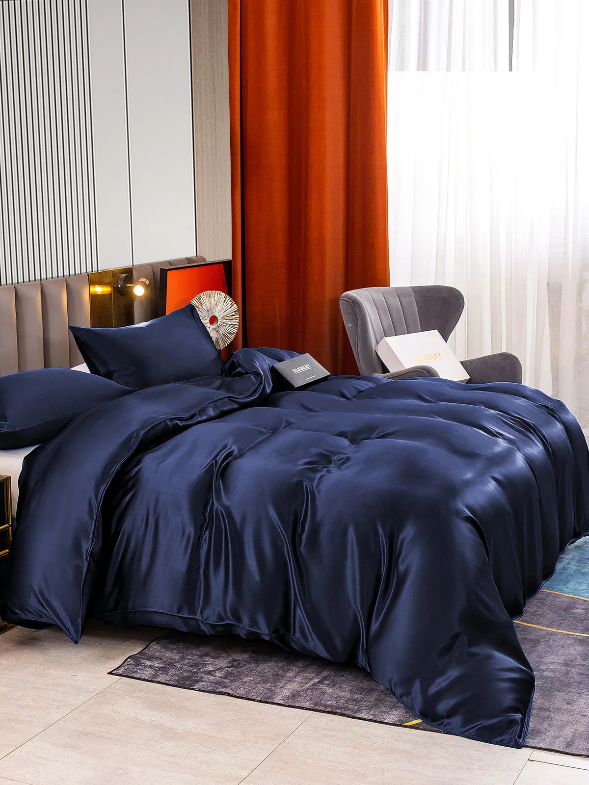 22MM Soie Parure De Lit 3 Pièces 1x Housse de Couette et 2x Taies d‘Oreiller - Image 3