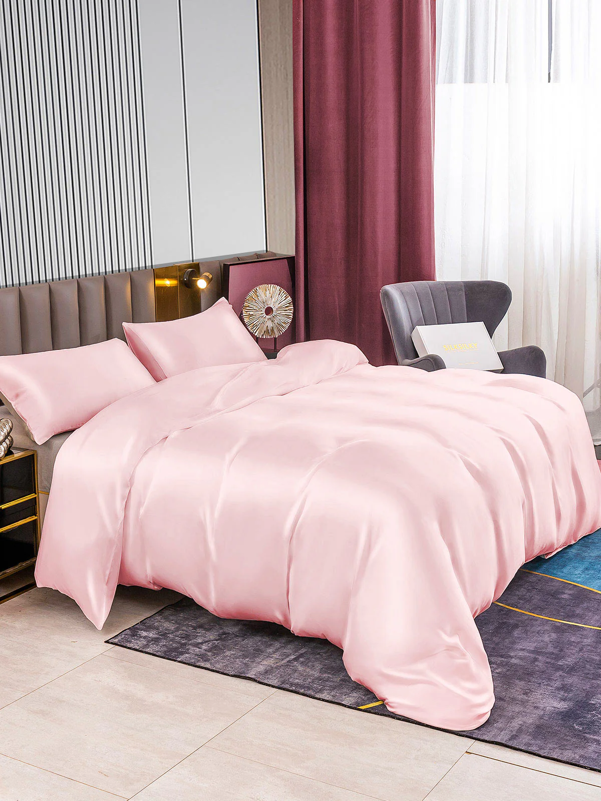 22MM Soie Parure De Lit 3 Pièces 1x Housse de Couette et 2x Taies d‘Oreiller - Image 35