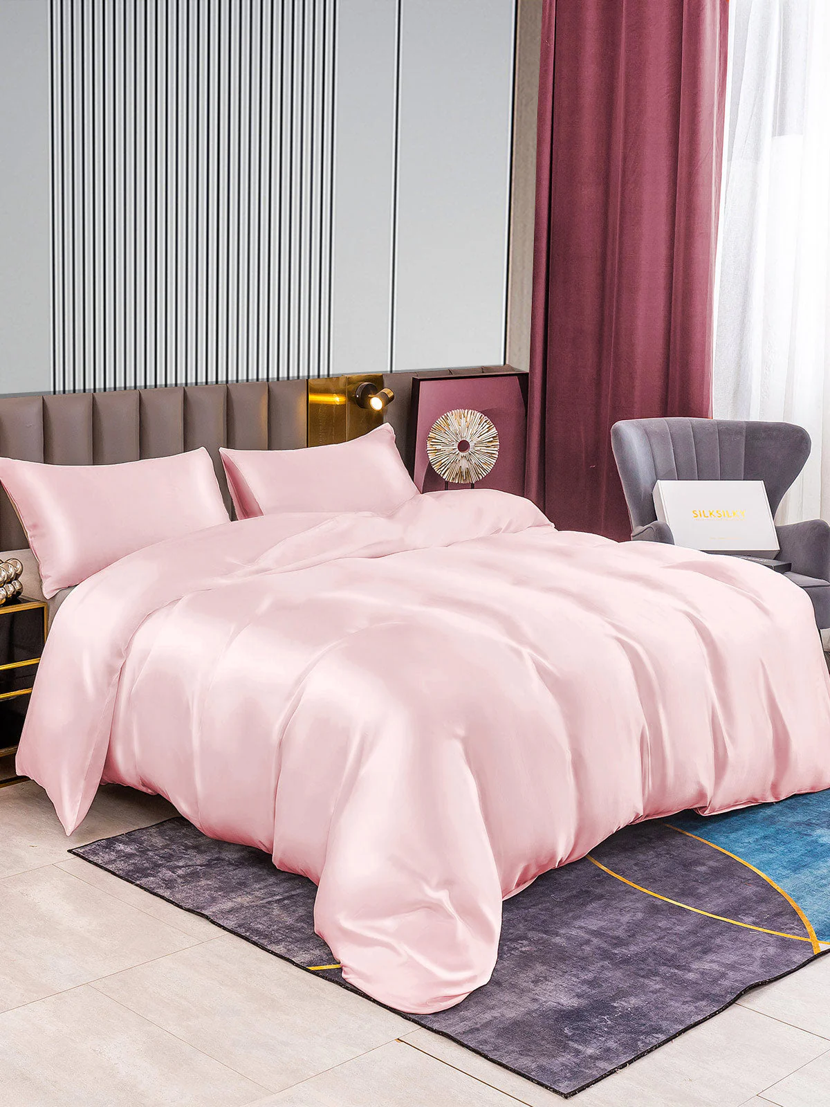 22MM Soie Parure De Lit 3 Pièces 1x Housse de Couette et 2x Taies d‘Oreiller - Image 36