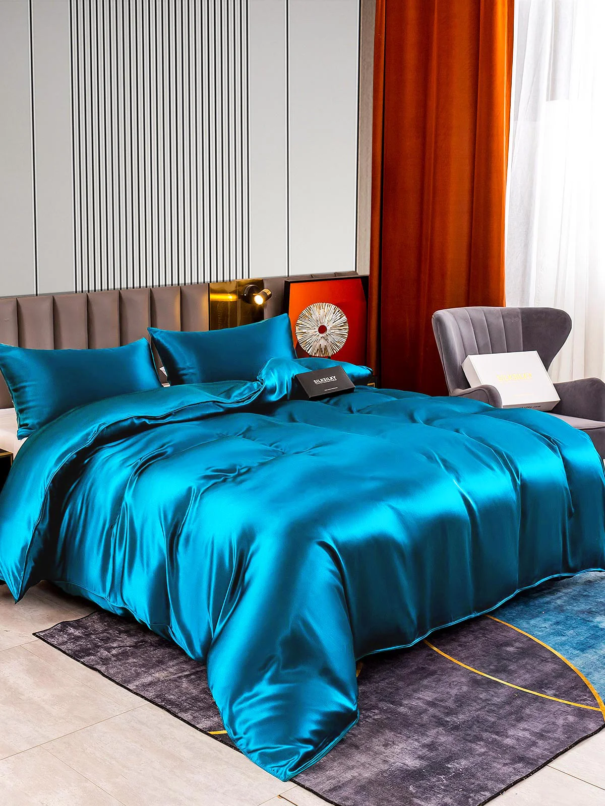22MM Soie Parure De Lit 3 Pièces 1x Housse de Couette et 2x Taies d‘Oreiller - Image 39