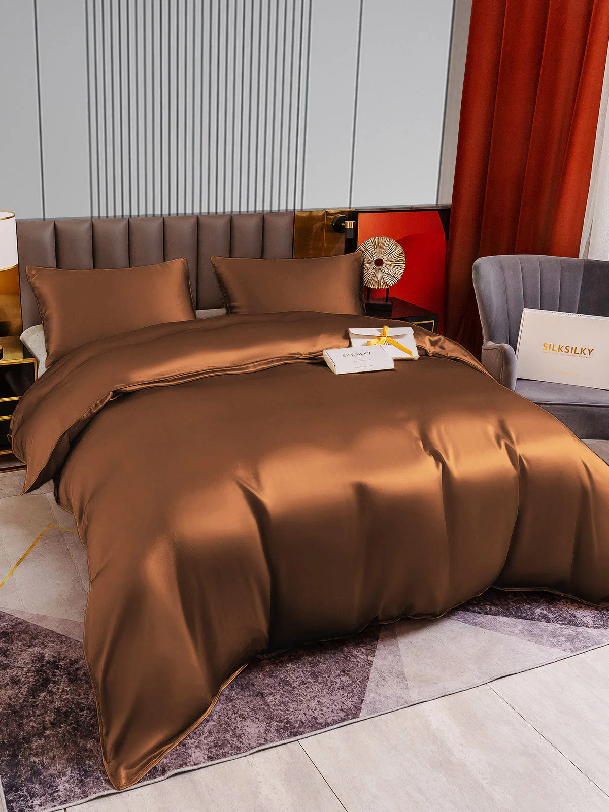 22MM Soie Parure De Lit 3 Pièces 1x Housse de Couette et 2x Taies d‘Oreiller - Image 45