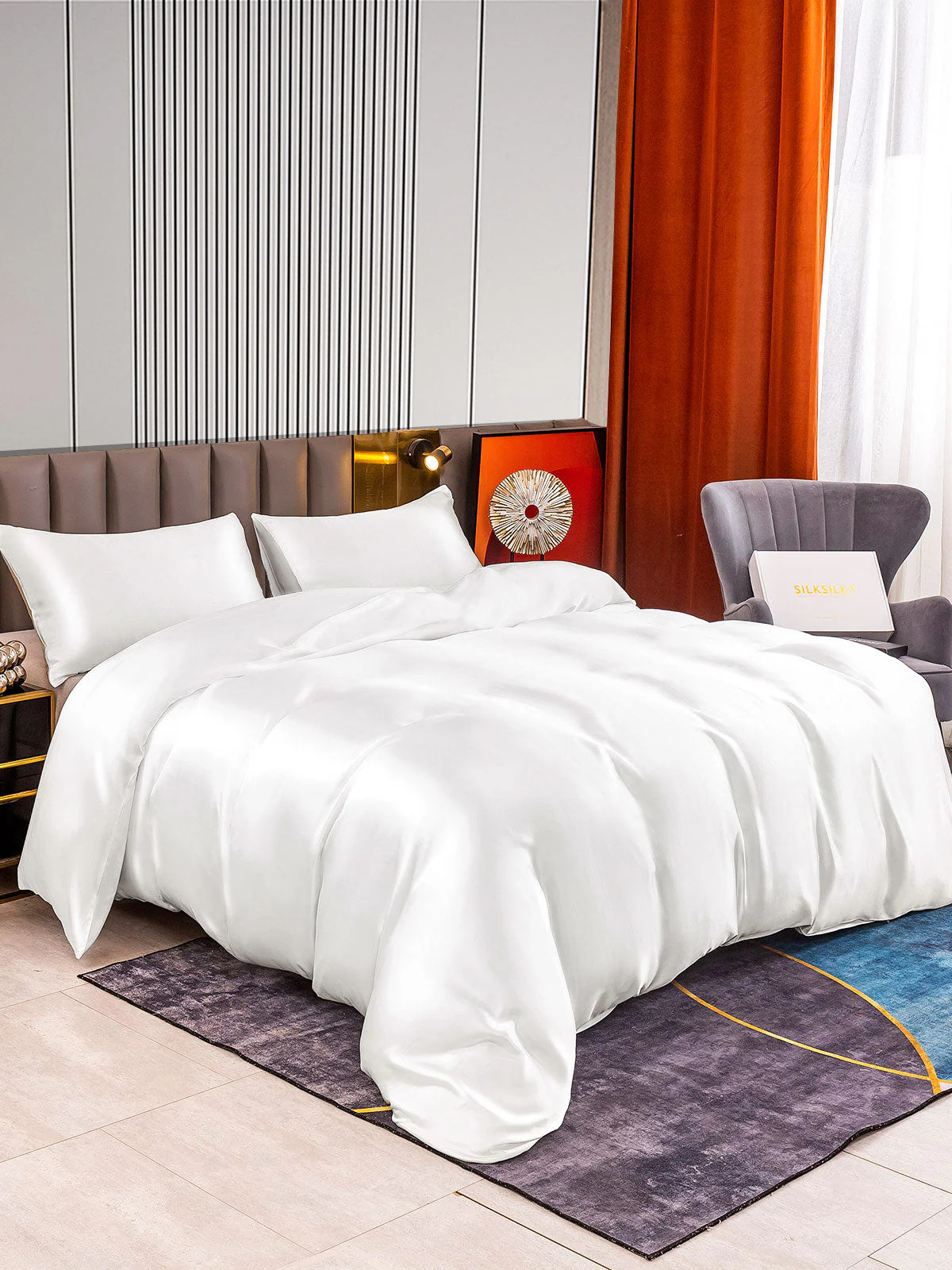 22MM Soie Parure De Lit 3 Pièces 1x Housse de Couette et 2x Taies d‘Oreiller - Image 7