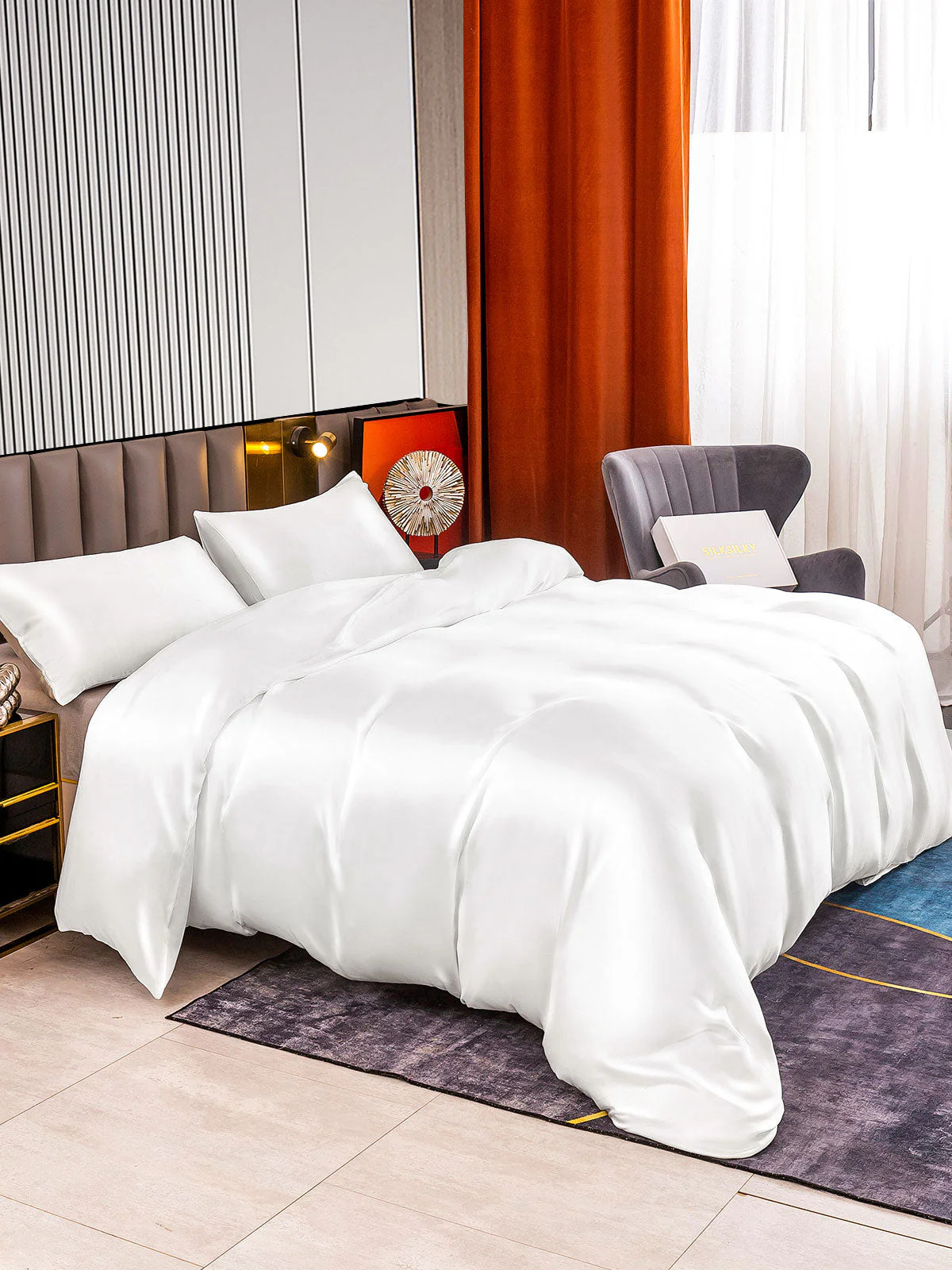 22MM Soie Parure De Lit 3 Pièces 1x Housse de Couette et 2x Taies d‘Oreiller - Image 9