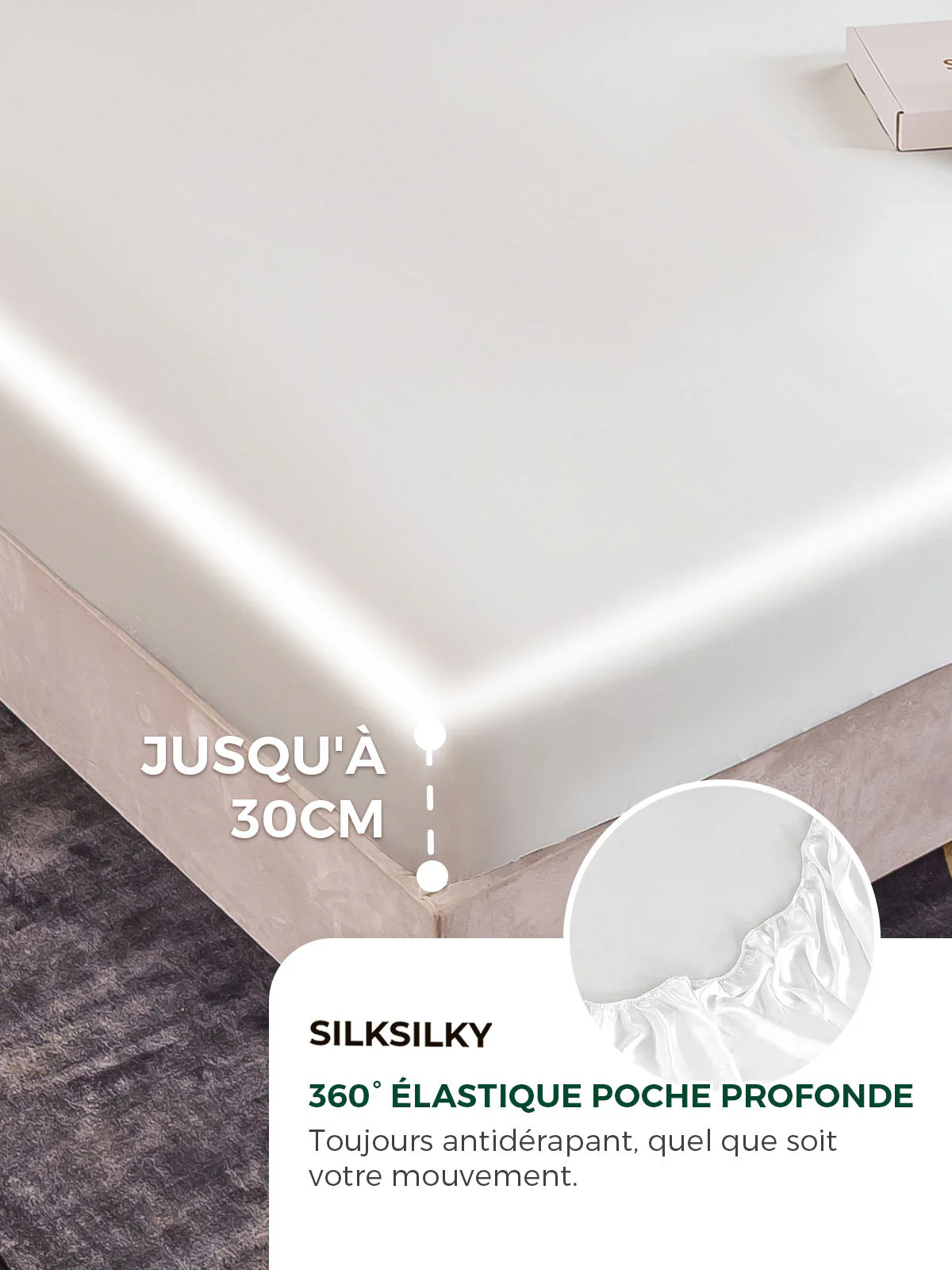 25Momme 3 pièces soie 1x drap housse+2x taies d‘oreiller - Image 16