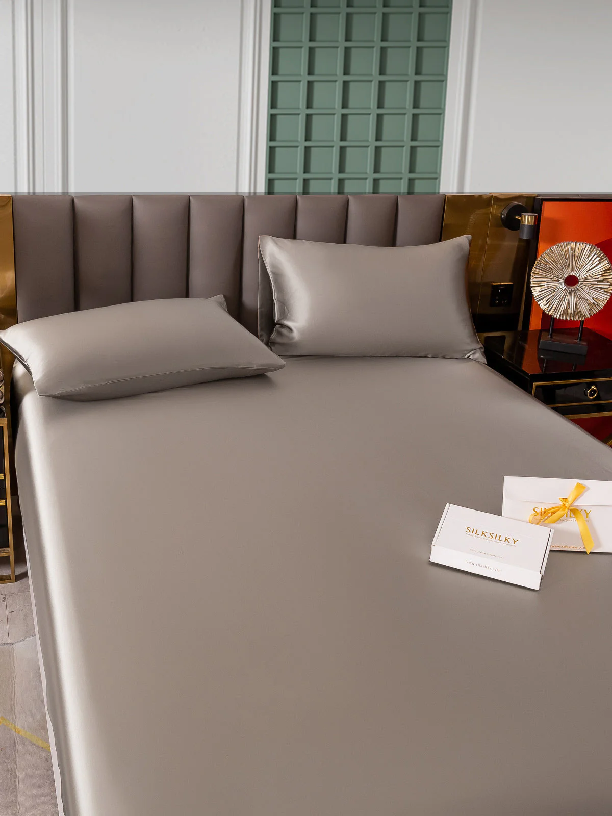 25Momme 3 pièces soie 1x drap housse+2x taies d‘oreiller - Image 35