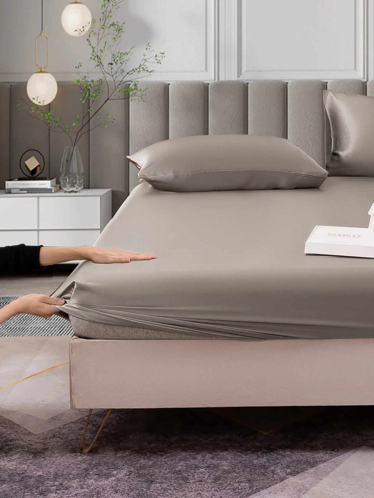 25Momme 3 pièces soie 1x drap housse+2x taies d‘oreiller - Image 36