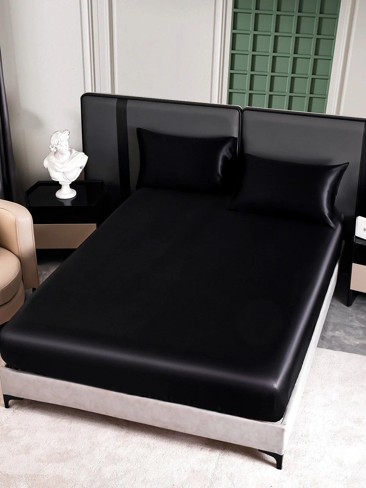 25Momme 3 pièces soie 1x drap housse+2x taies d‘oreiller - Image 5