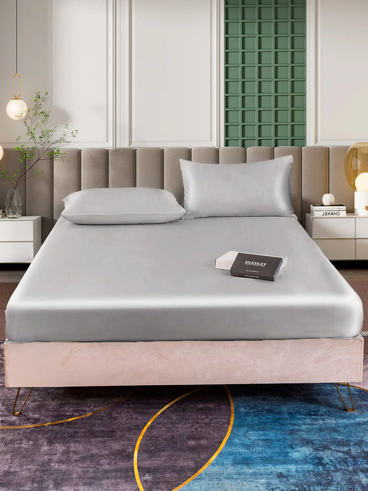 25Momme 3 pièces soie 1x drap housse+2x taies d‘oreiller - Image 50