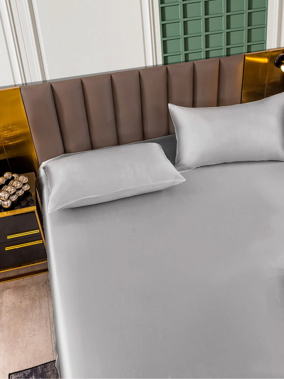 25Momme 3 pièces soie 1x drap housse+2x taies d‘oreiller - Image 53