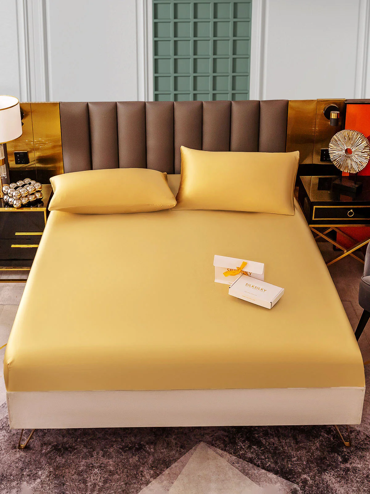 25Momme 3 pièces soie 1x drap housse+2x taies d‘oreiller - Image 56