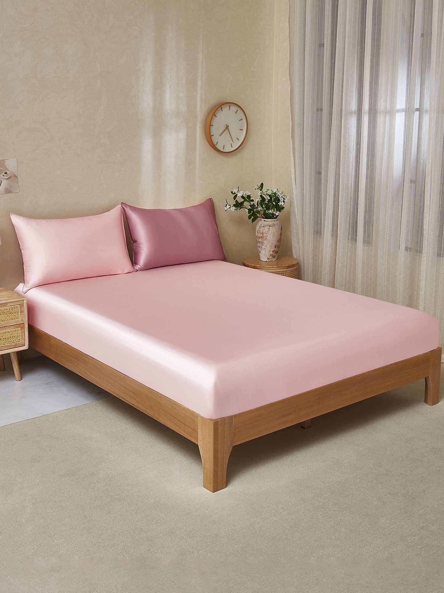 25Momme 3 pièces soie 1x drap housse+2x taies d‘oreiller - Image 71