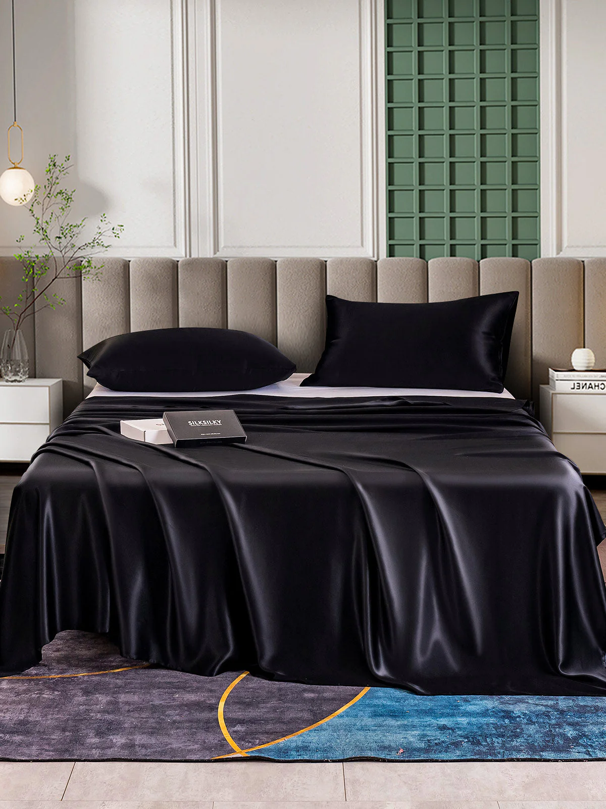 25Momme 3Pcs Set de soie Draps Plat+2x Taies d‘oreiller - Image 11