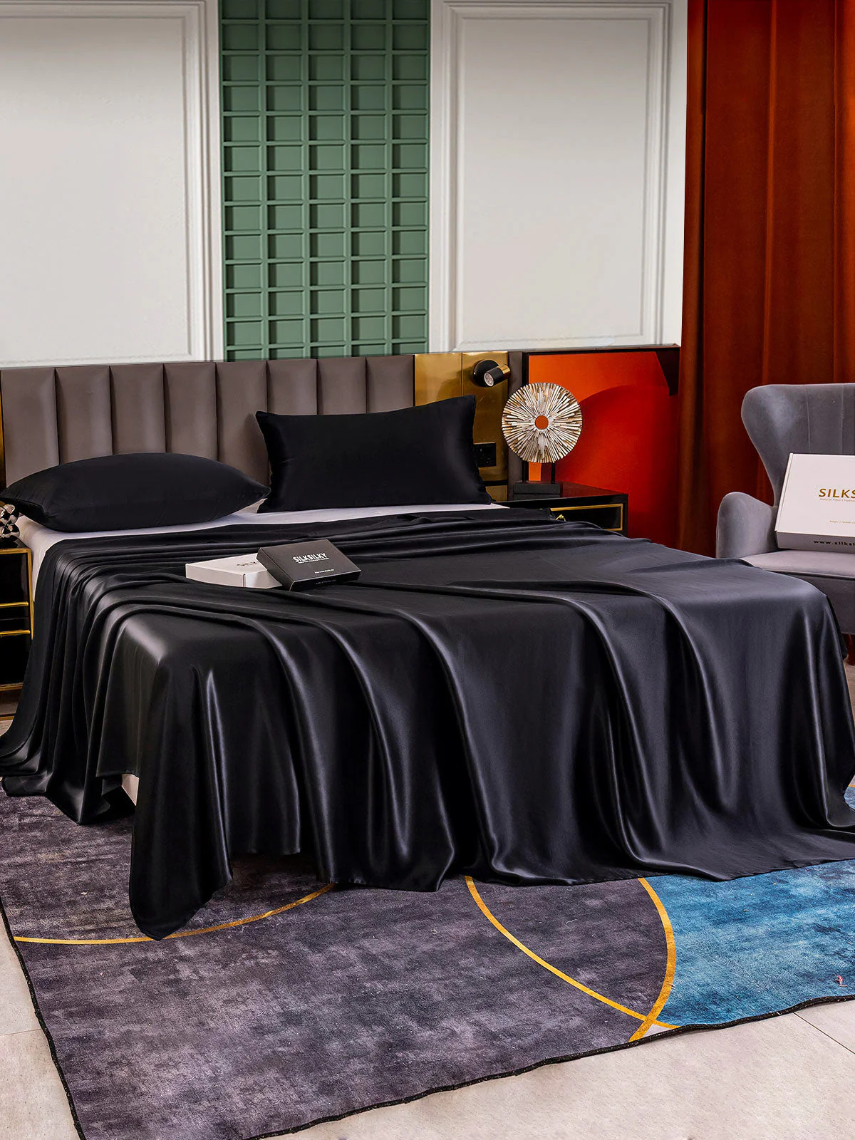 25Momme 3Pcs Set de soie Draps Plat+2x Taies d‘oreiller - Image 13