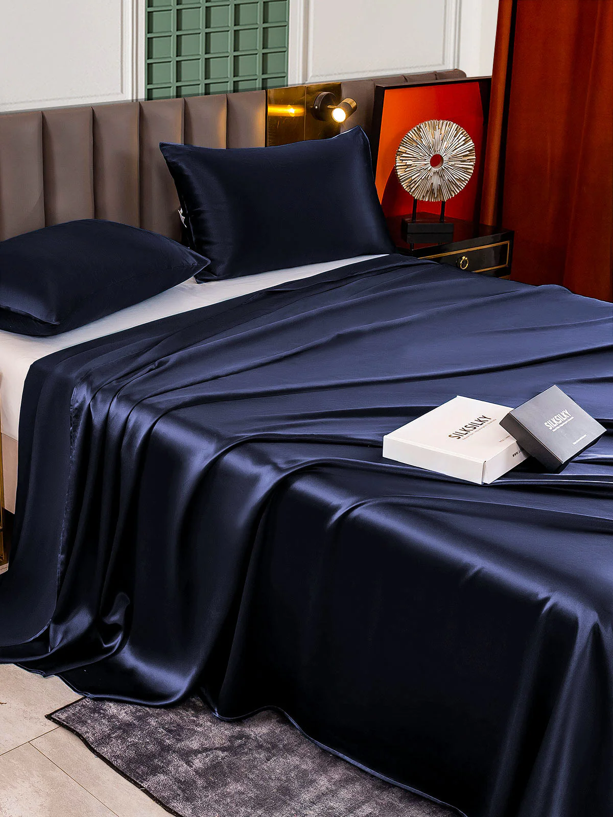 25Momme 3Pcs Set de soie Draps Plat+2x Taies d‘oreiller - Image 4