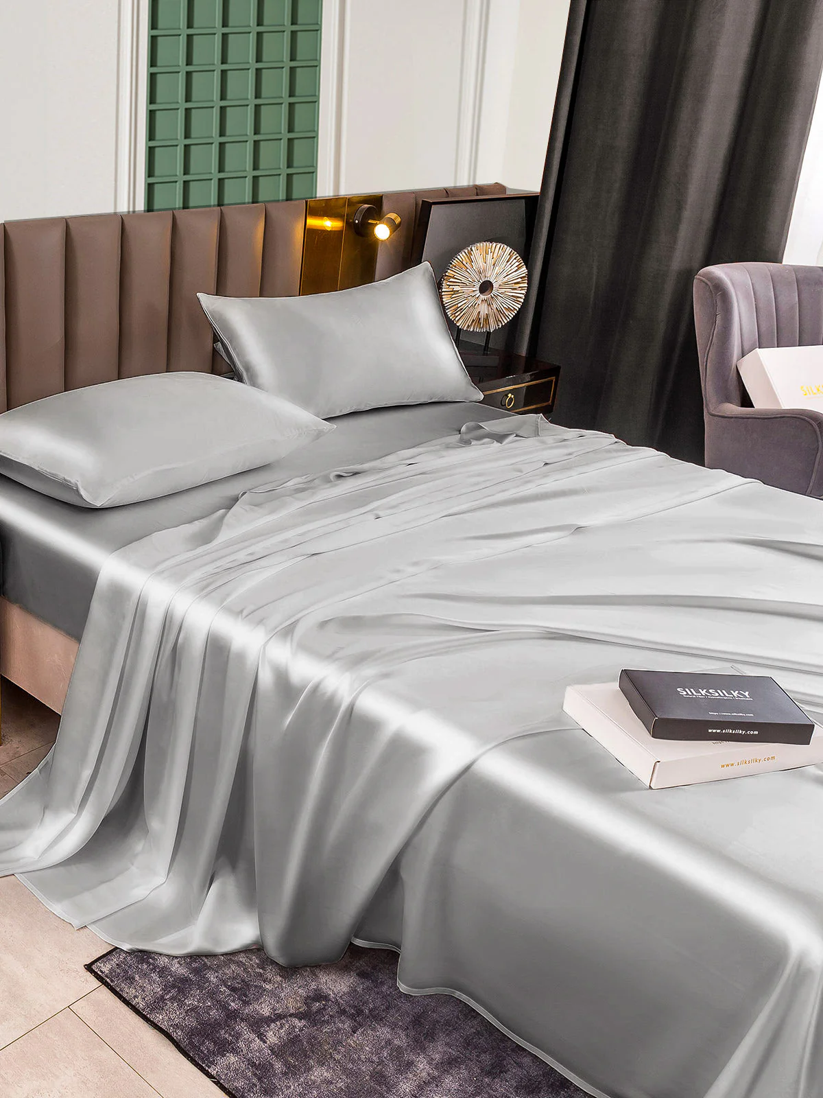 25Momme 4pièces soie 1x Drap housse+1x Draps Plat+2x taies d‘oreiller - Image 16