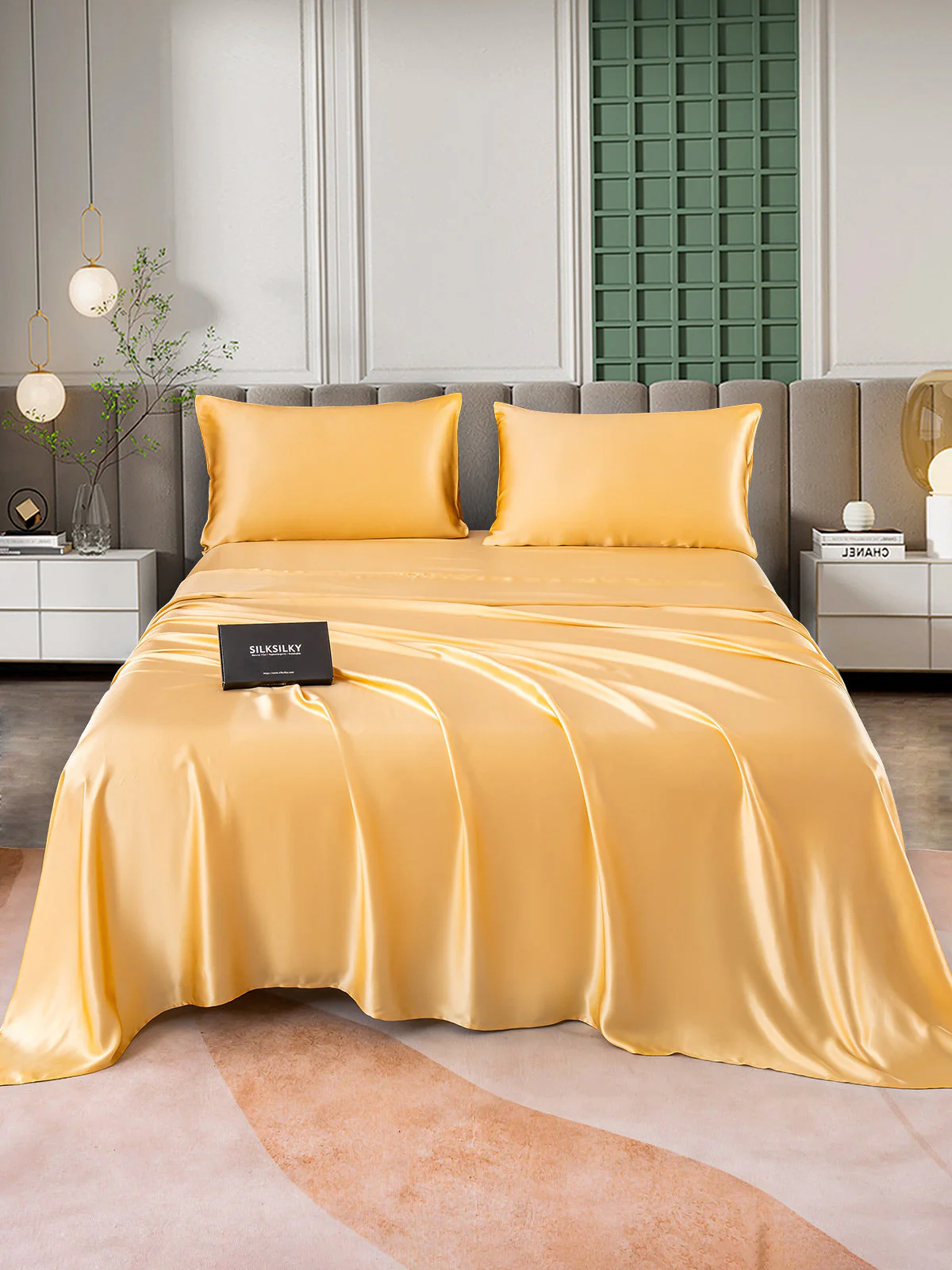 25Momme 4pièces soie 1x Drap housse+1x Draps Plat+2x taies d‘oreiller - Image 35