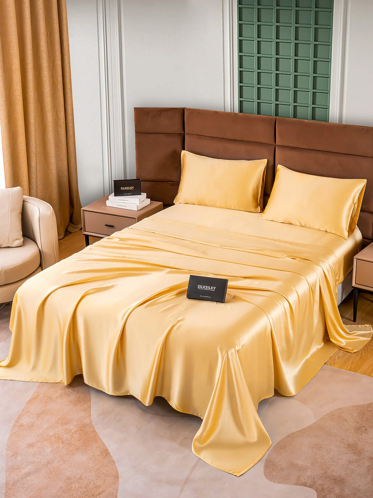 25Momme 4pièces soie 1x Drap housse+1x Draps Plat+2x taies d‘oreiller - Image 36