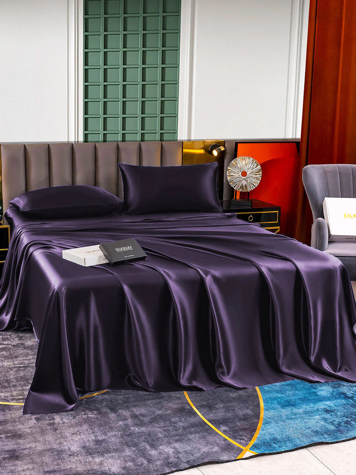 25Momme 4pièces soie 1x Drap housse+1x Draps Plat+2x taies d‘oreiller - Image 42