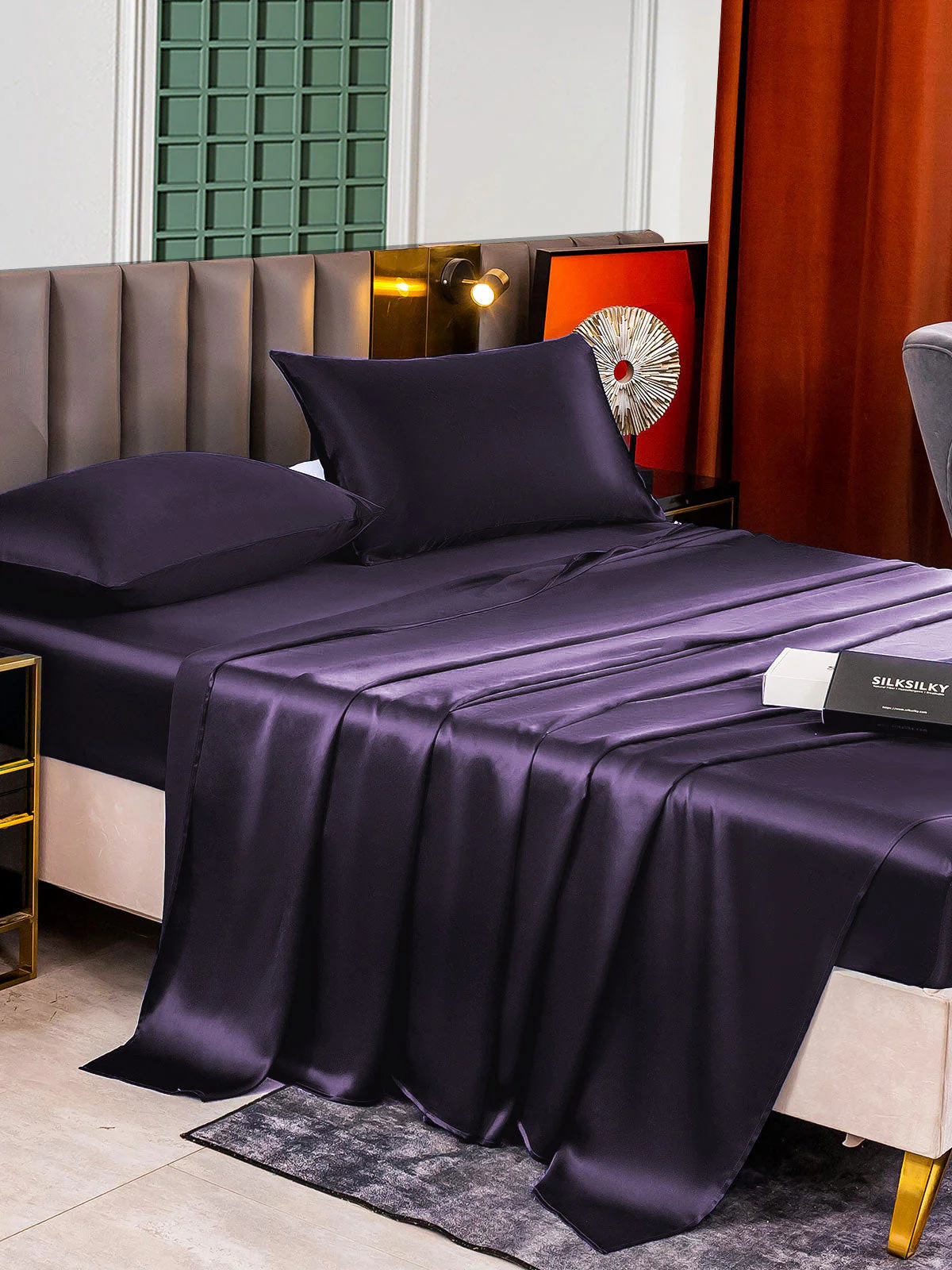 25Momme 4pièces soie 1x Drap housse+1x Draps Plat+2x taies d‘oreiller - Image 44