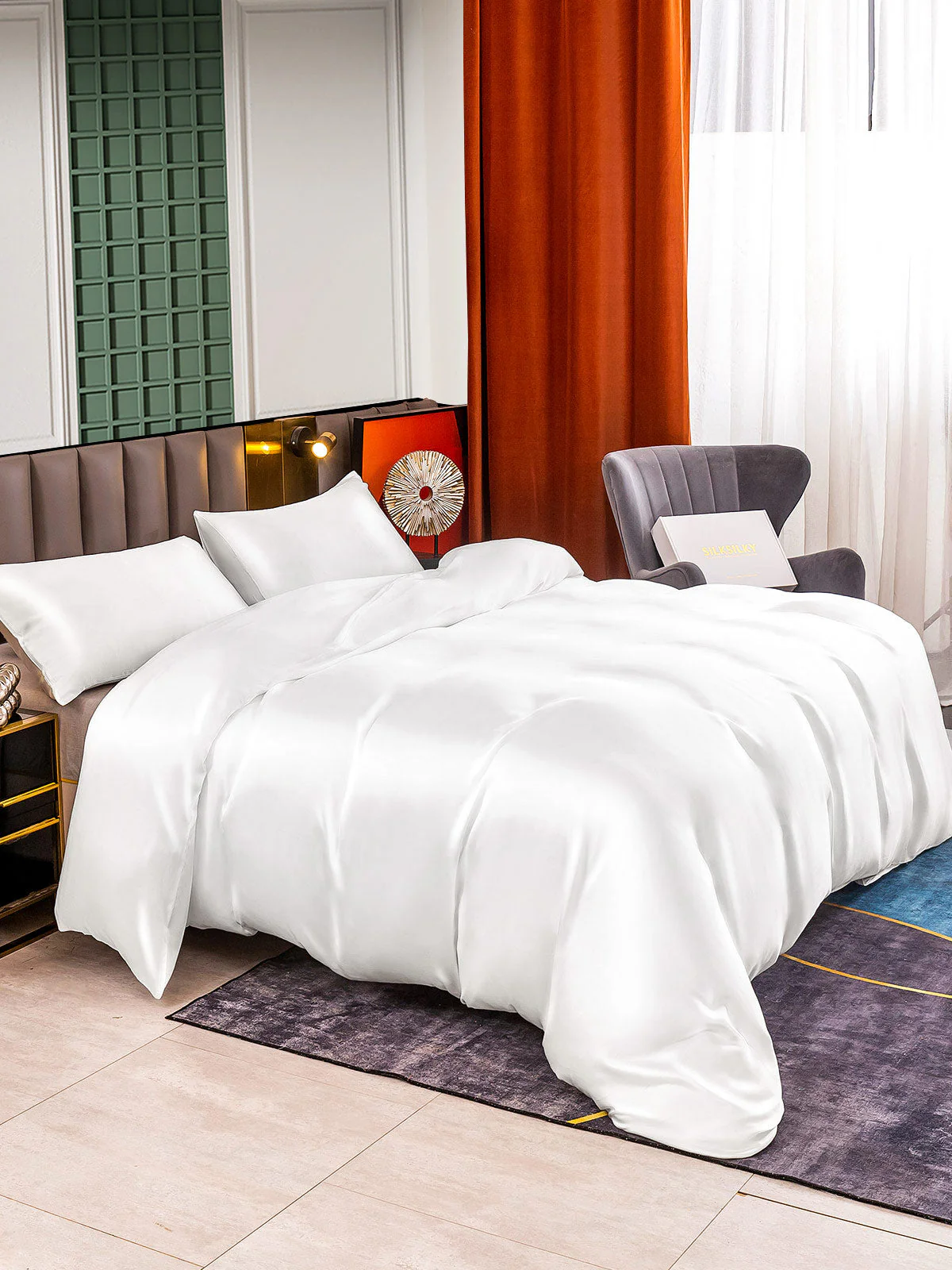 25MM Soie Parure De Lit 3 Pièces 1x Housse de Couette et 2x Taies d‘Oreiller - Image 21