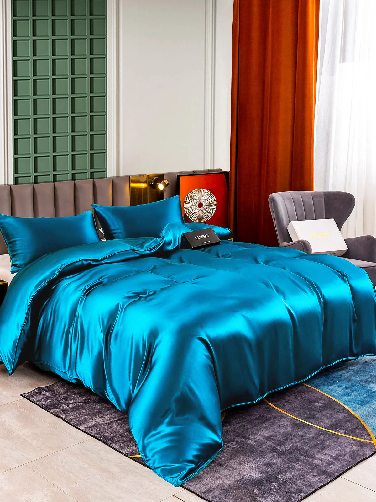 25MM Soie Parure De Lit 3 Pièces 1x Housse de Couette et 2x Taies d‘Oreiller - Image 35